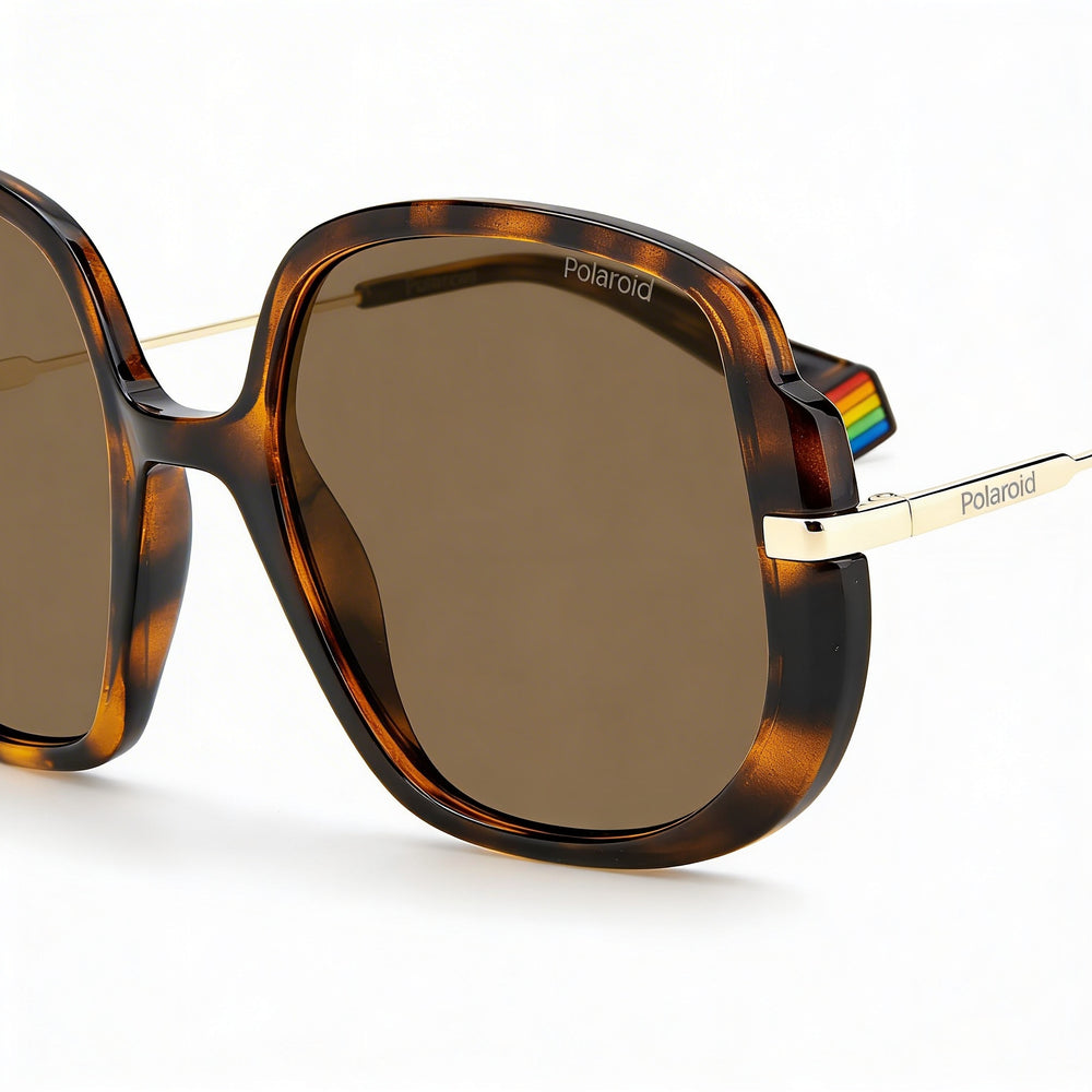 Polaroid Eyewear BUTTERFLY Women's Havana Polycarbonate Frame Bronze Polarized UV Protected Sunglasses 53mm