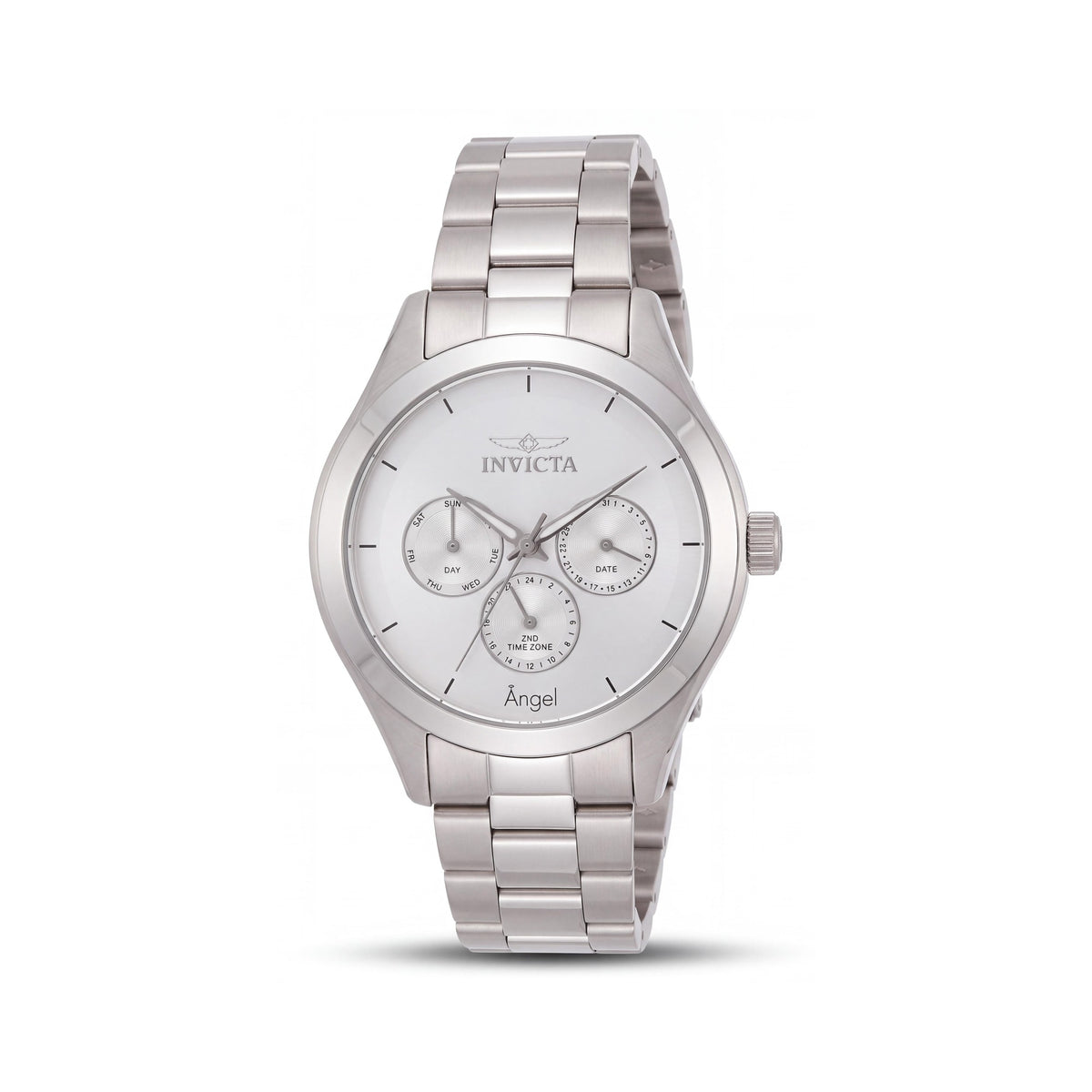Reloj Invicta Angel para mujer de acero inoxidable plateado de 40 mm con cronógrafo de cuarzo suizo y pulsera, Photo 1