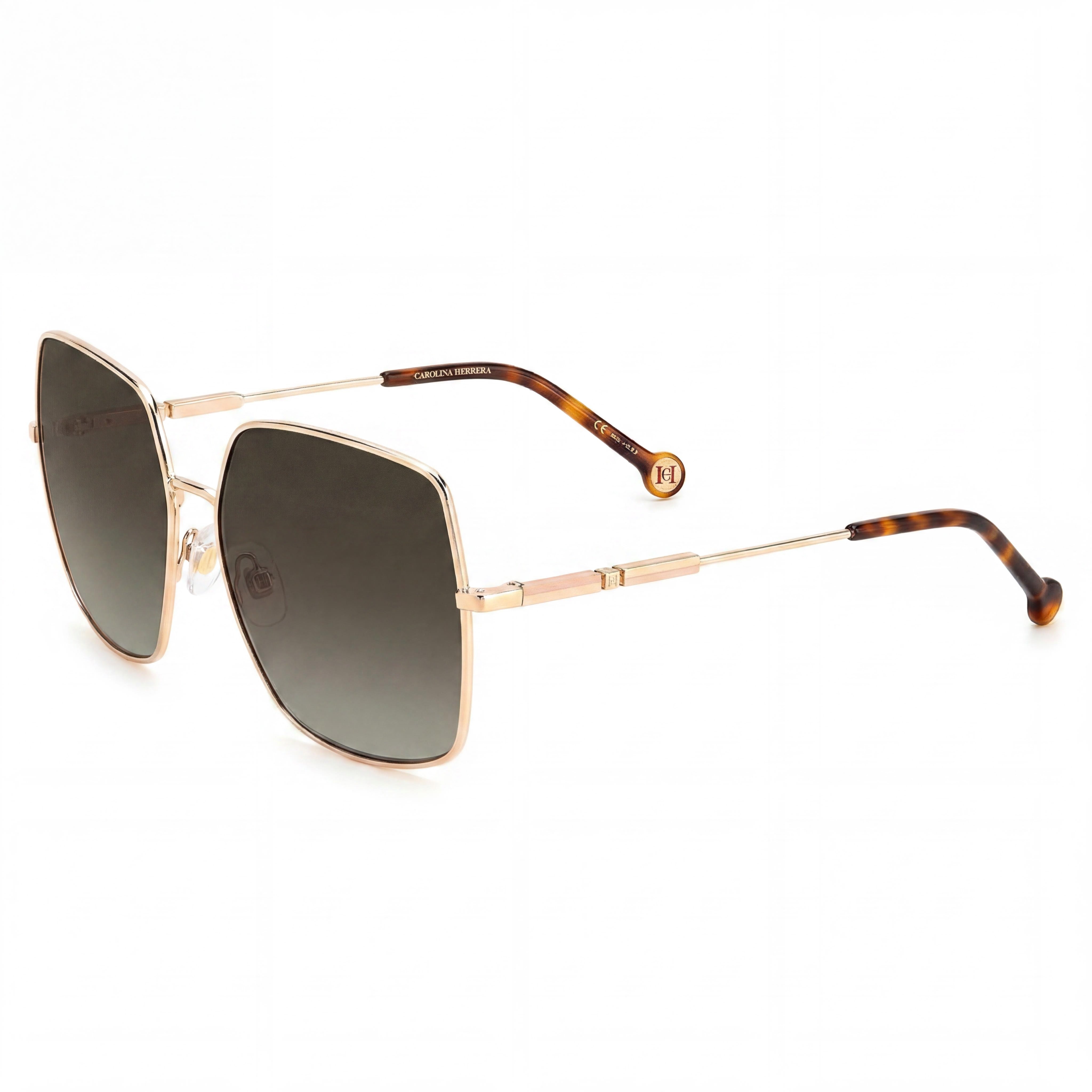 Carolina Herrera Casual Women's Sunglasses with Gold Nude Metal Frame, 60mm Lens Width, 16mm Bridge, 145mm Temples, Photo 1