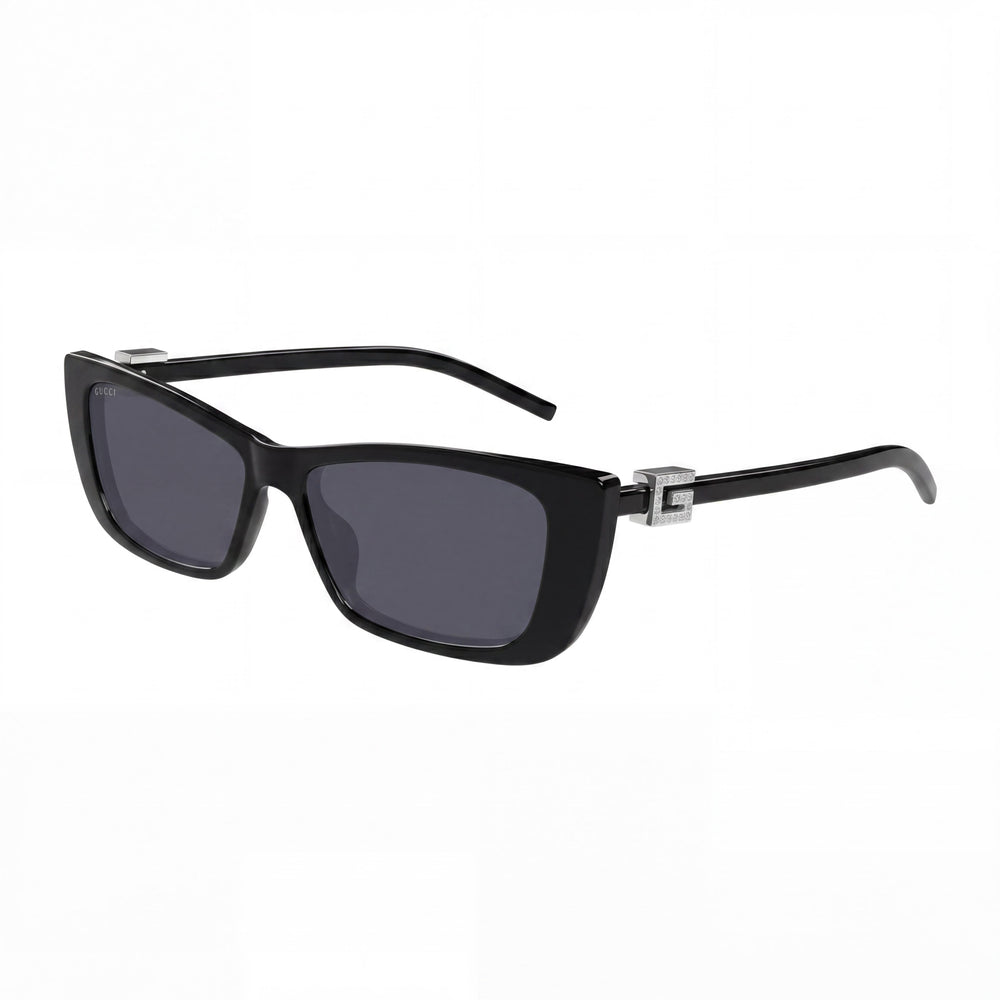 Gafas de sol unisex Gucci Modern rectangulares de acetato con forma de ojo de gato, montura gris negra, protección UV, sin polarizar, 53 mm