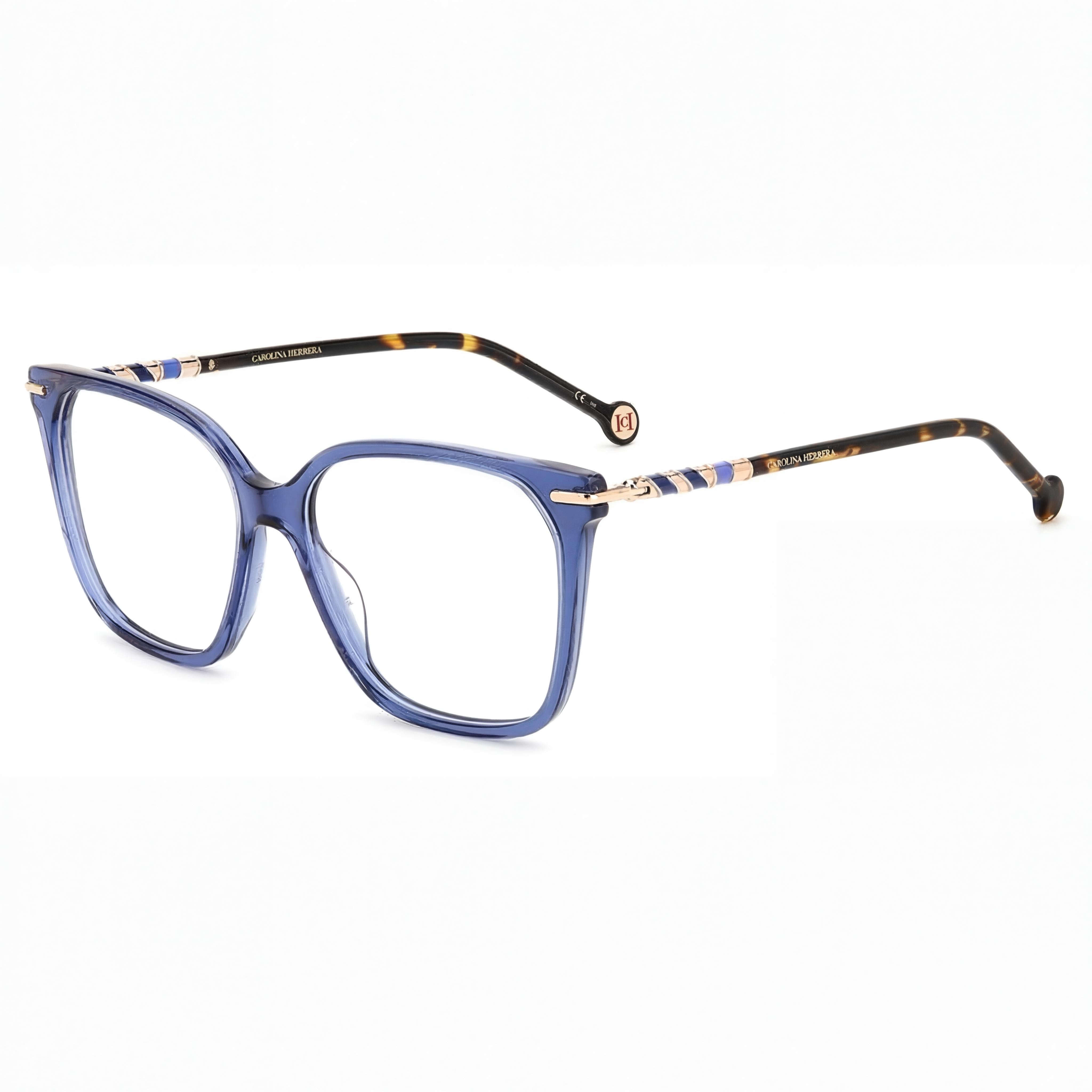 Gafas de sol Carolina Herrera para mujer, modernas, de acetato, lentes azules Havana, 54mm, protección UV, sin polarizar, Photo 1