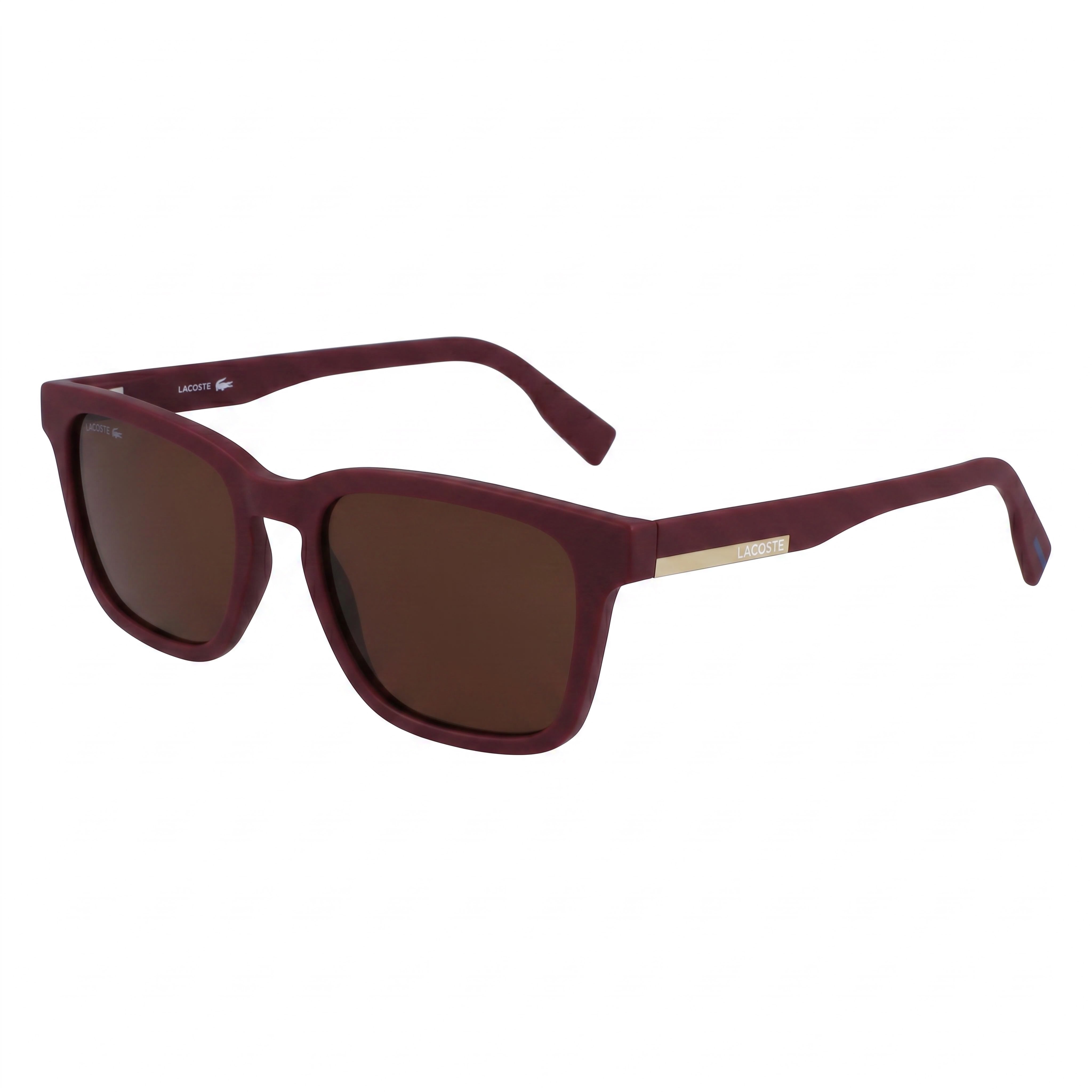 Gafas de sol unisex Lacoste Modern de plástico rectangulares, color rojo oscuro mate, sin polarizar, protección UV, 53 mm, Photo 1