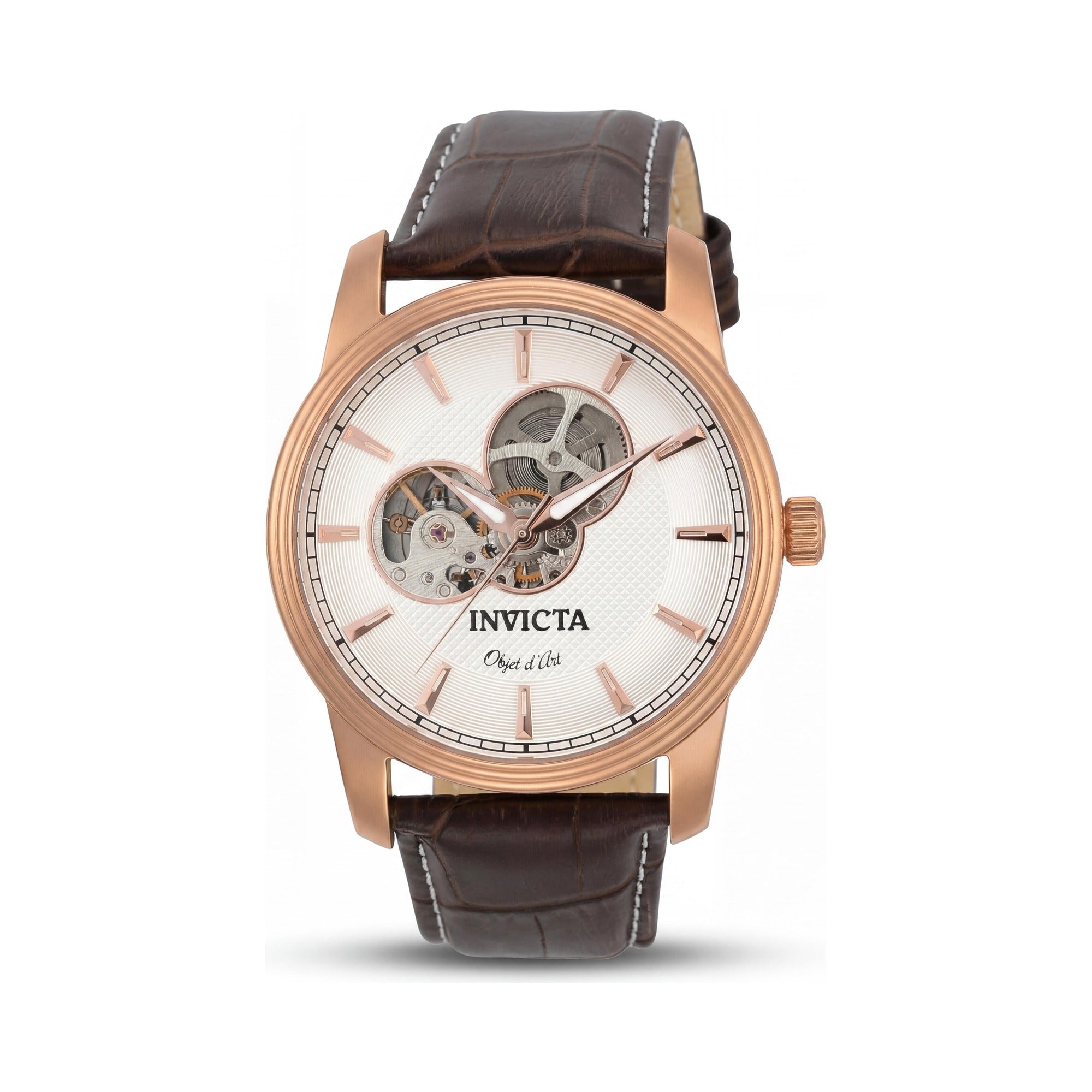Invicta 22618 Objet d'Art Brown Rose Gold Skeleton Men's Watch, 44mm, Photo 1