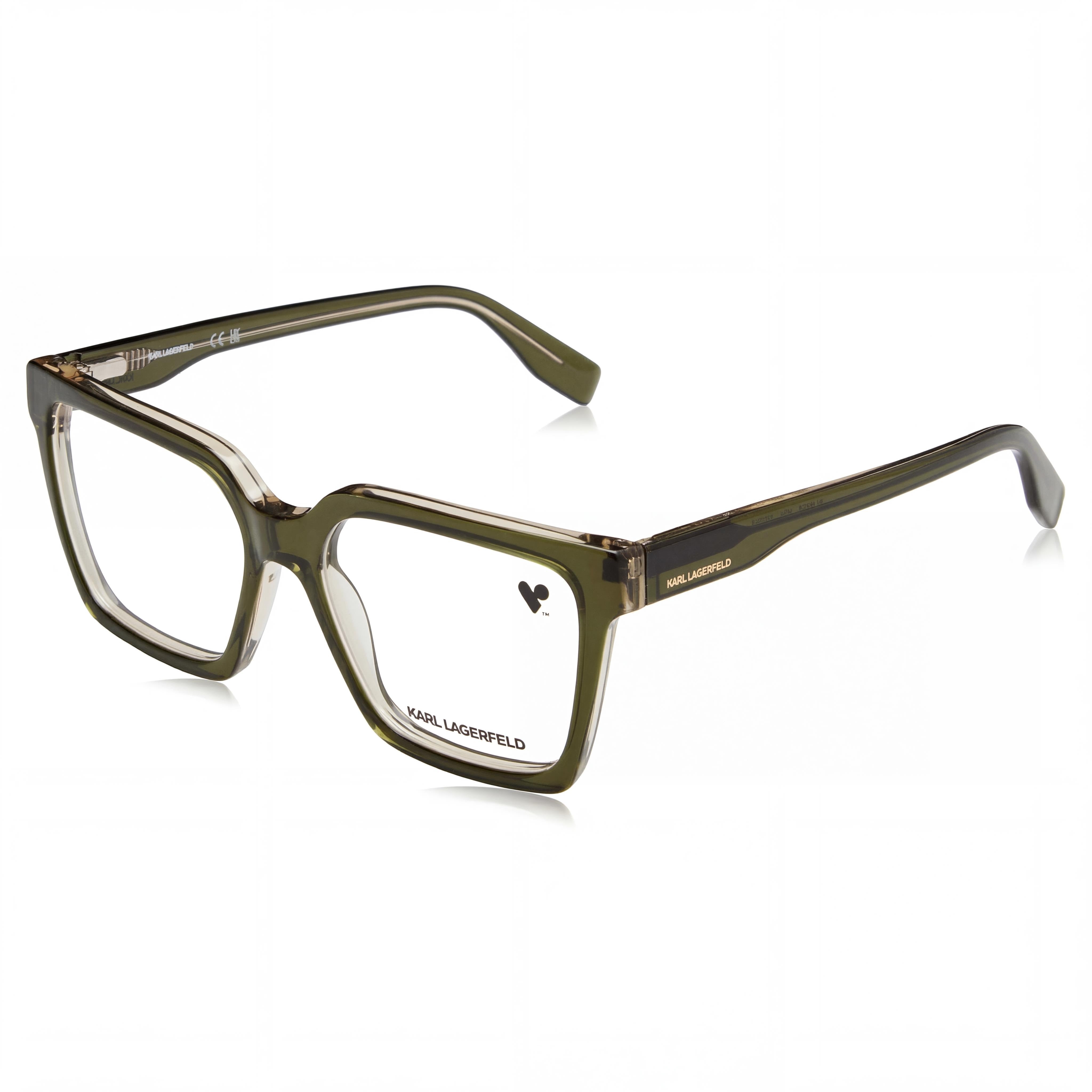 KARL LAGERFELD KL6097 Gafas de sol modernas unisex de acetato caqui cristal de 55 mm, Photo 1