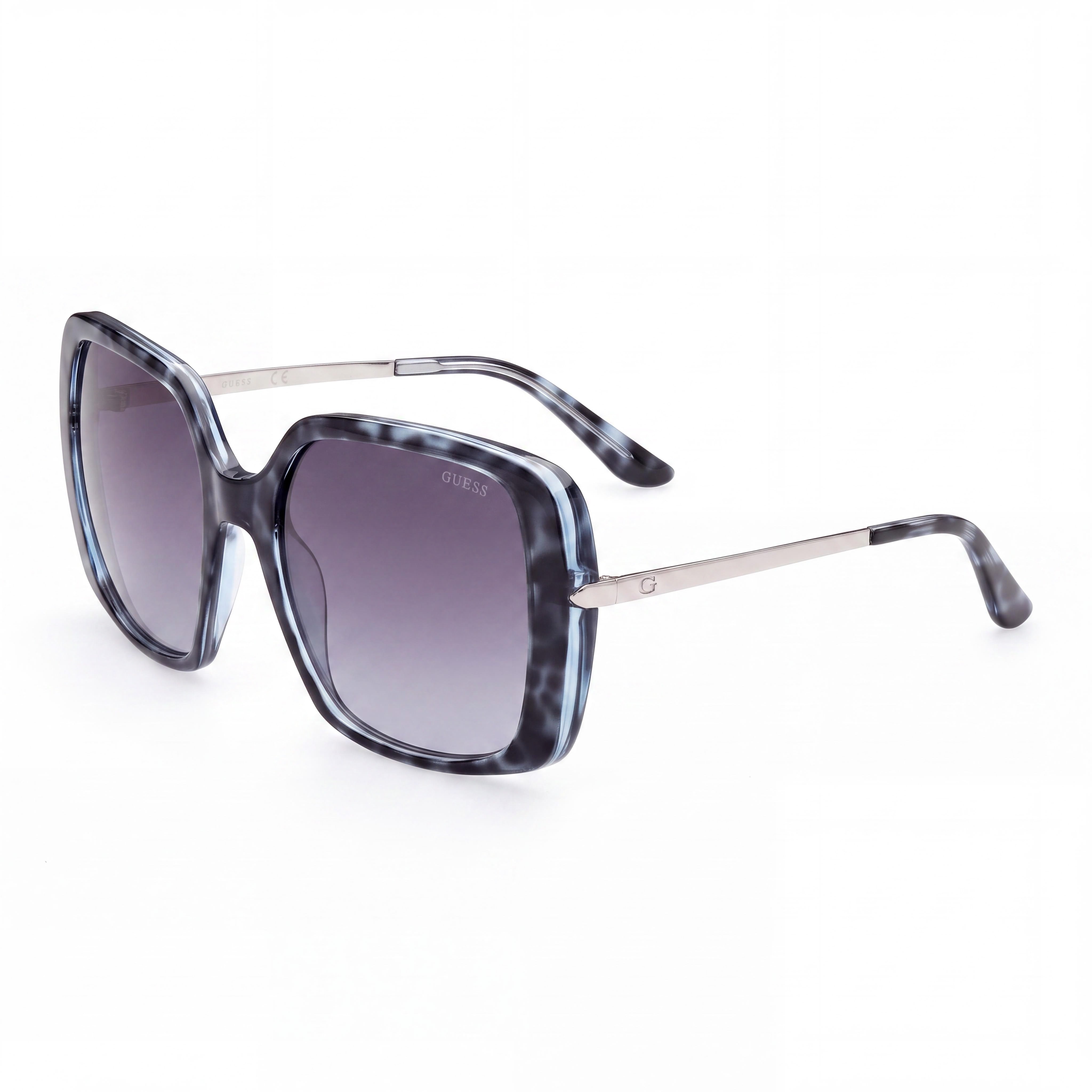 GUESS GU778092B60 Women's Square Blue Plastic Sunglasses with UV Protection, Smoke Gradient Lenses, 60mm, Photo 1