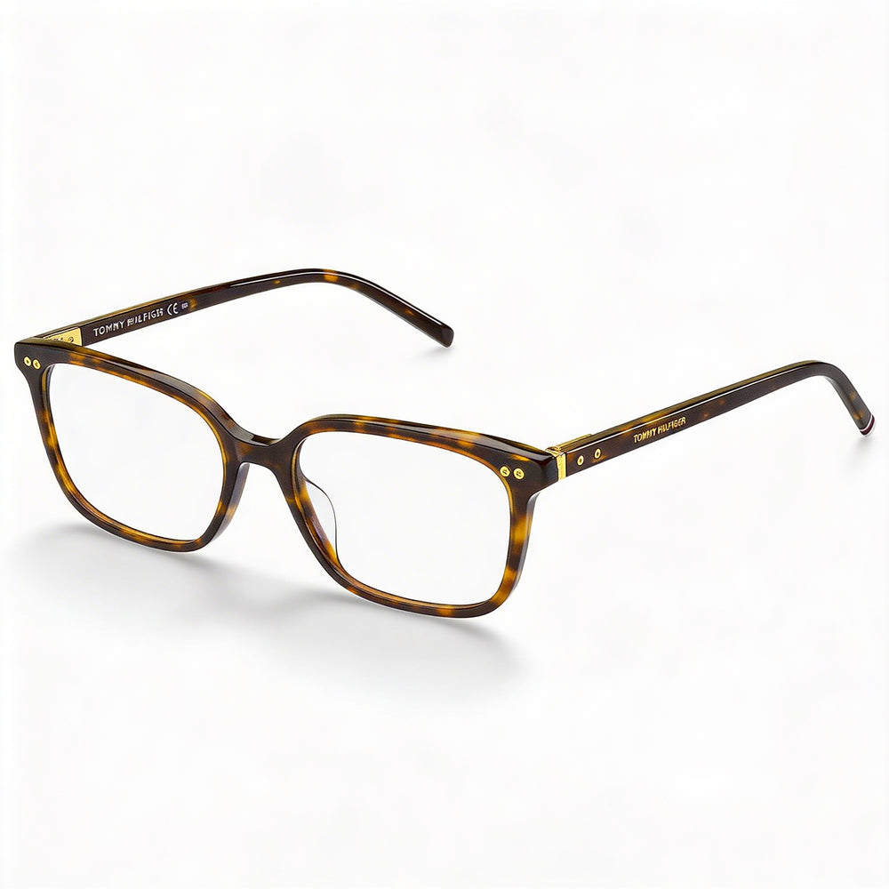 Tommy Hilfiger Gafas Modernas Unisex, Montura de Acetato Habana, Lentes de Policarbonato, 56 mm de Ancho de Lente, 18 mm de Puente