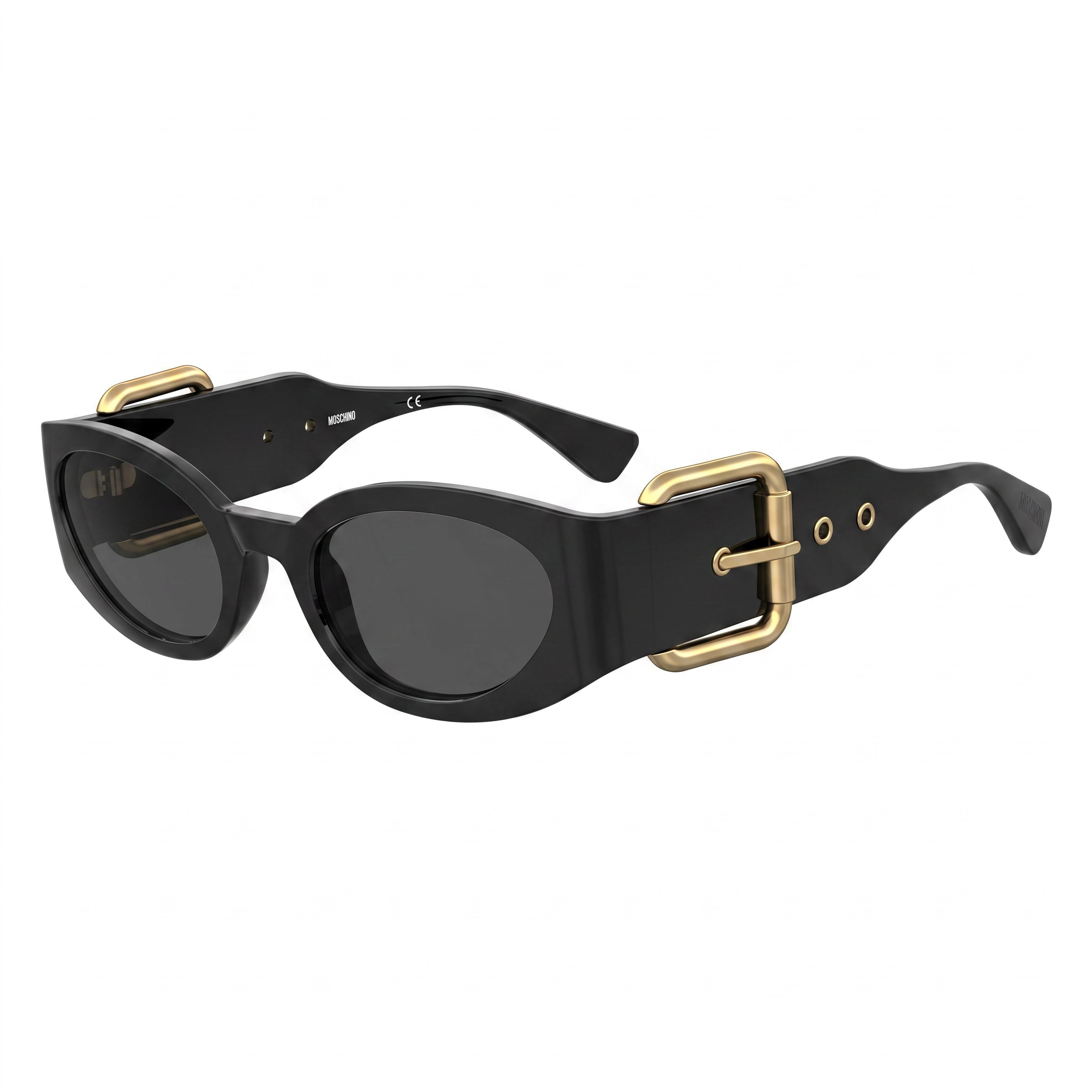 Moschino Metal Trim Women's Sunglasses with Polyamide Black Grey Frame and Black Gold Gradient Lenses 53-23-135, Photo 1