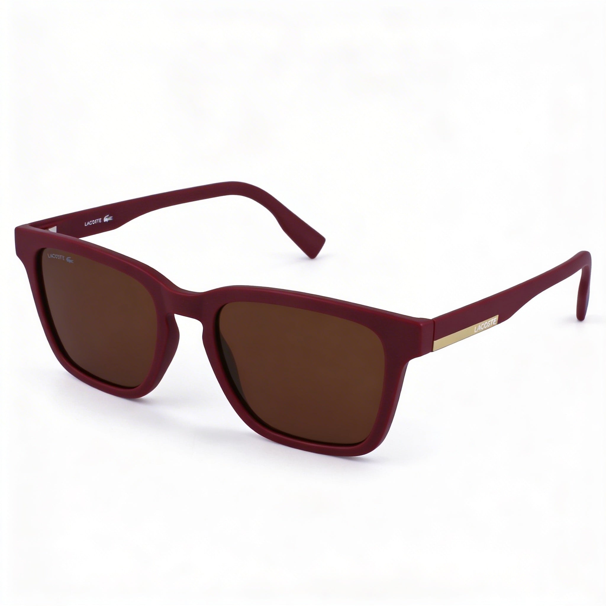 Lacoste Modern Unisex Rectangular Matte Dark Red Plastic Frame UV Protection Sunglasses Size M, Photo 1