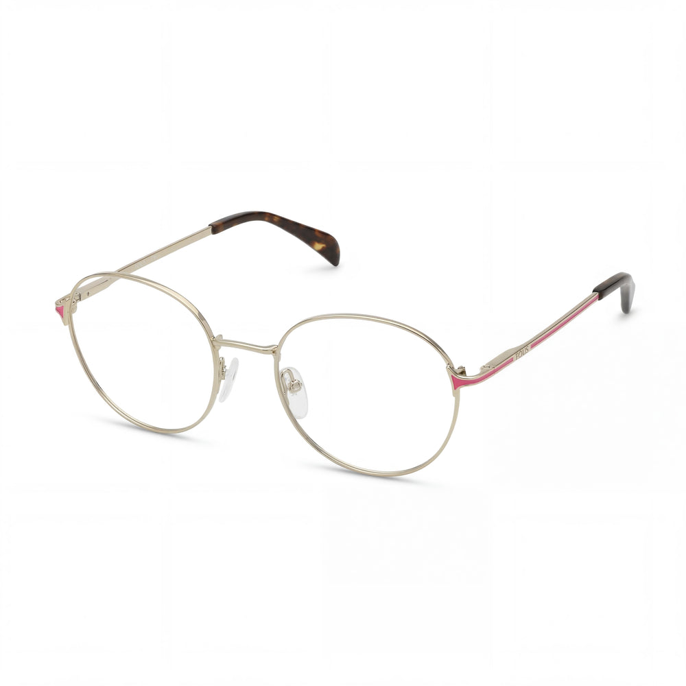 Gafas de vista TOUS Classic para mujer en acero inoxidable dorado claro con lentes transparentes de demostración, graduadas, 51 mm
