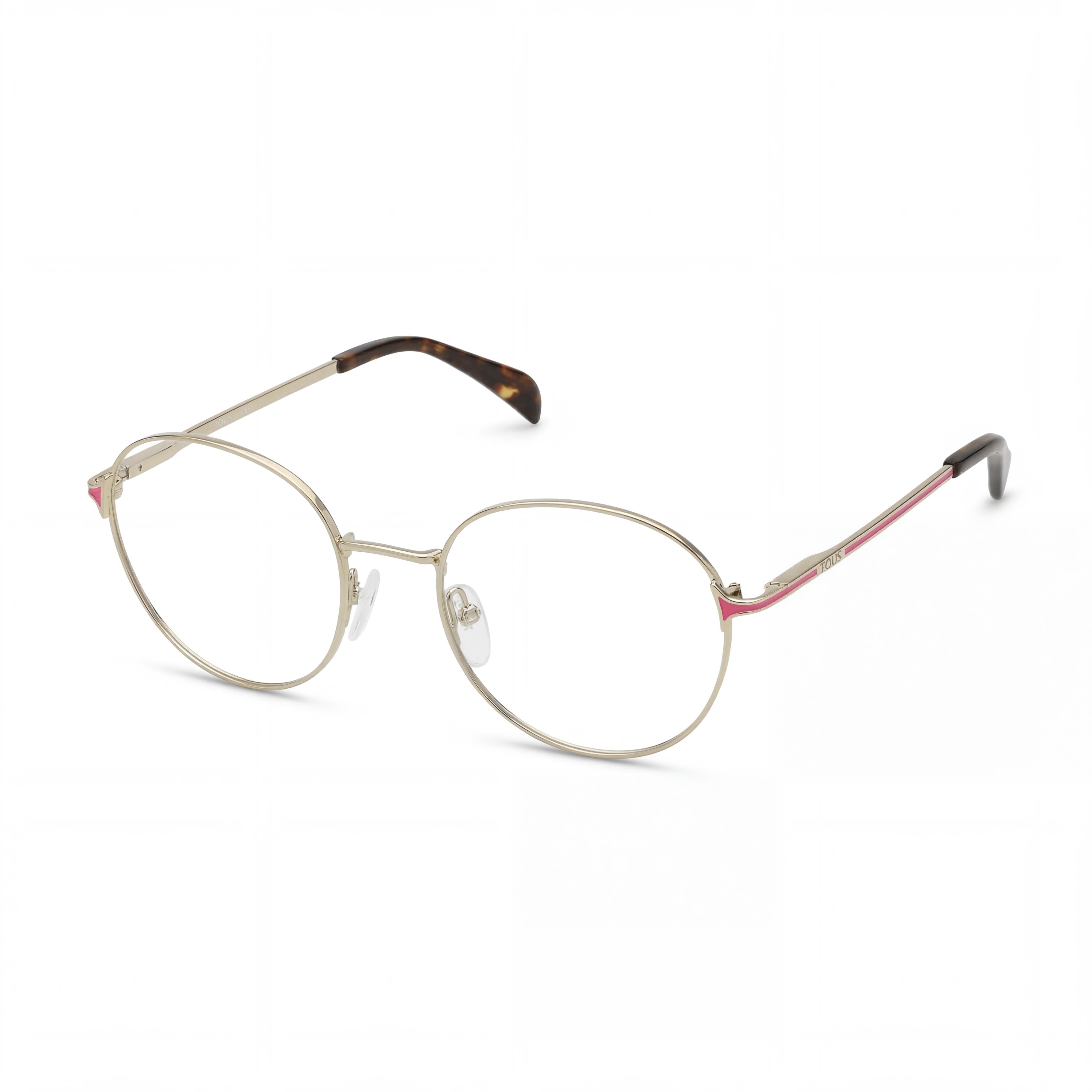Gafas de vista TOUS Classic para mujer en acero inoxidable dorado claro con lentes transparentes de demostración, graduadas, 51 mm, Photo 1