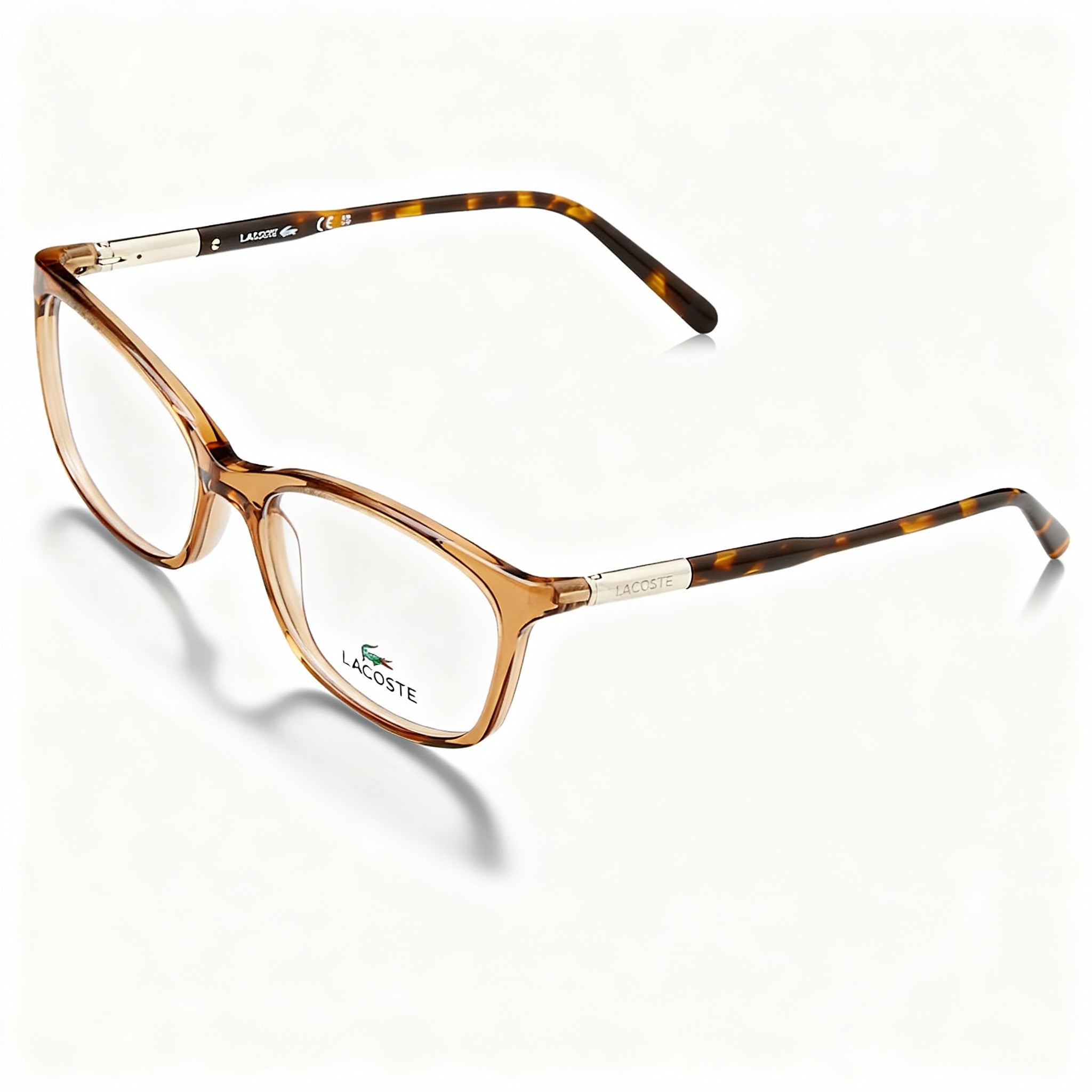Lacoste L2900 Modern Style Women's Transparent Brown Plastic Frame Eyeglasses, Size 55mm