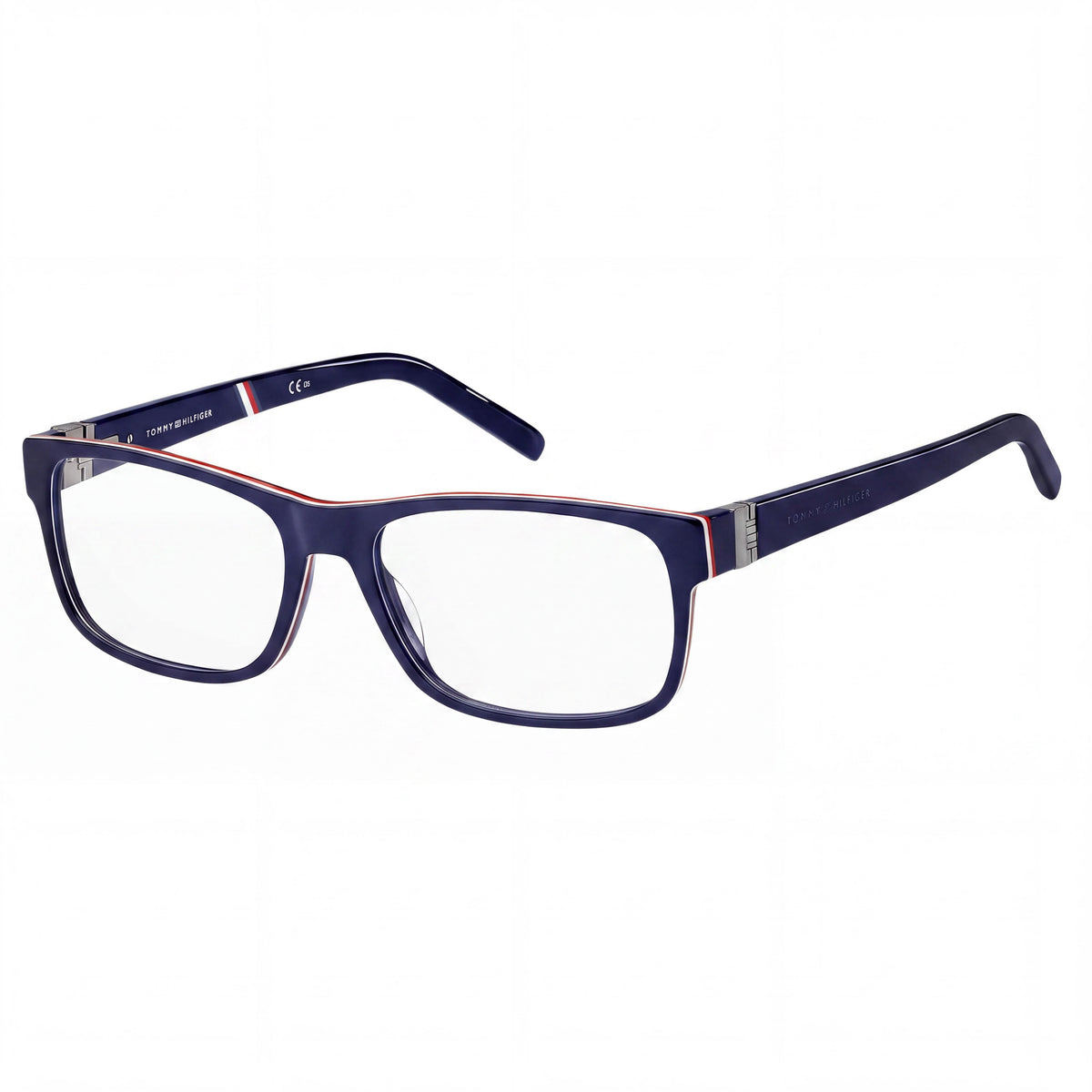 Tommy Hilfiger Men's Modern Eyeglasses - Blue Acetate Rectangle Full Rim Frame, 57mm Lens, Photo 1