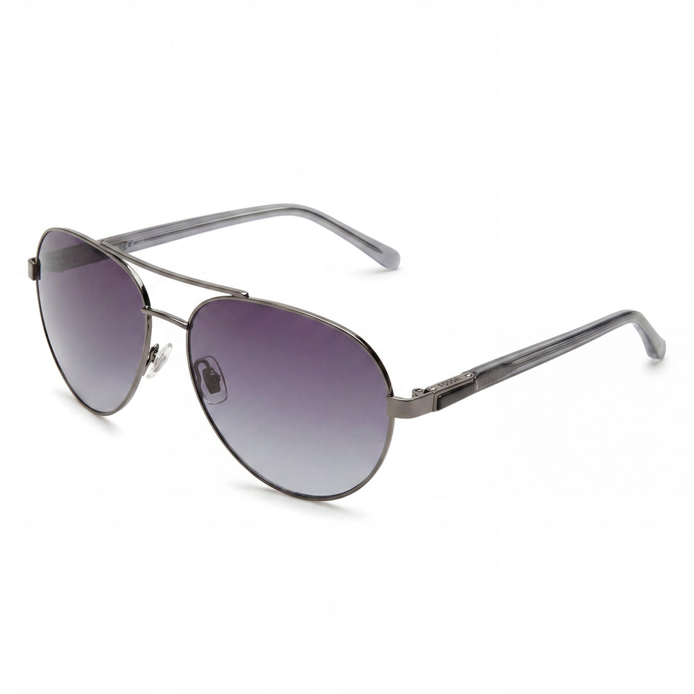Fossil Fos 3101/S Unisex Aviator Dark Ruthenium Alloy Steel Frame Gray Shaded Lens UV Protected Sunglasses 58mm