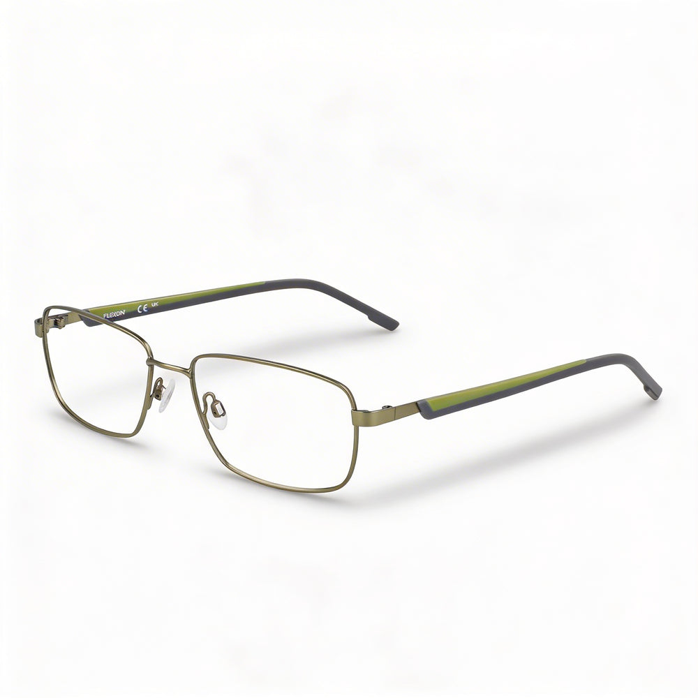 Gafas Flexon Classic para hombre con montura de acetato satinado musgo y lentes de policarbonato multicolor, 57 mm