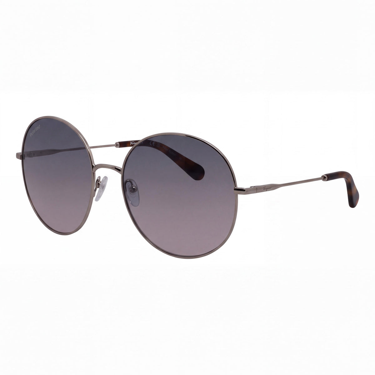 Salvatore Ferragamo SF299S Women's Round Metal Non-Polarized Sunglasses Rose Gold Frame Blue Gradient 60mm, Photo 1