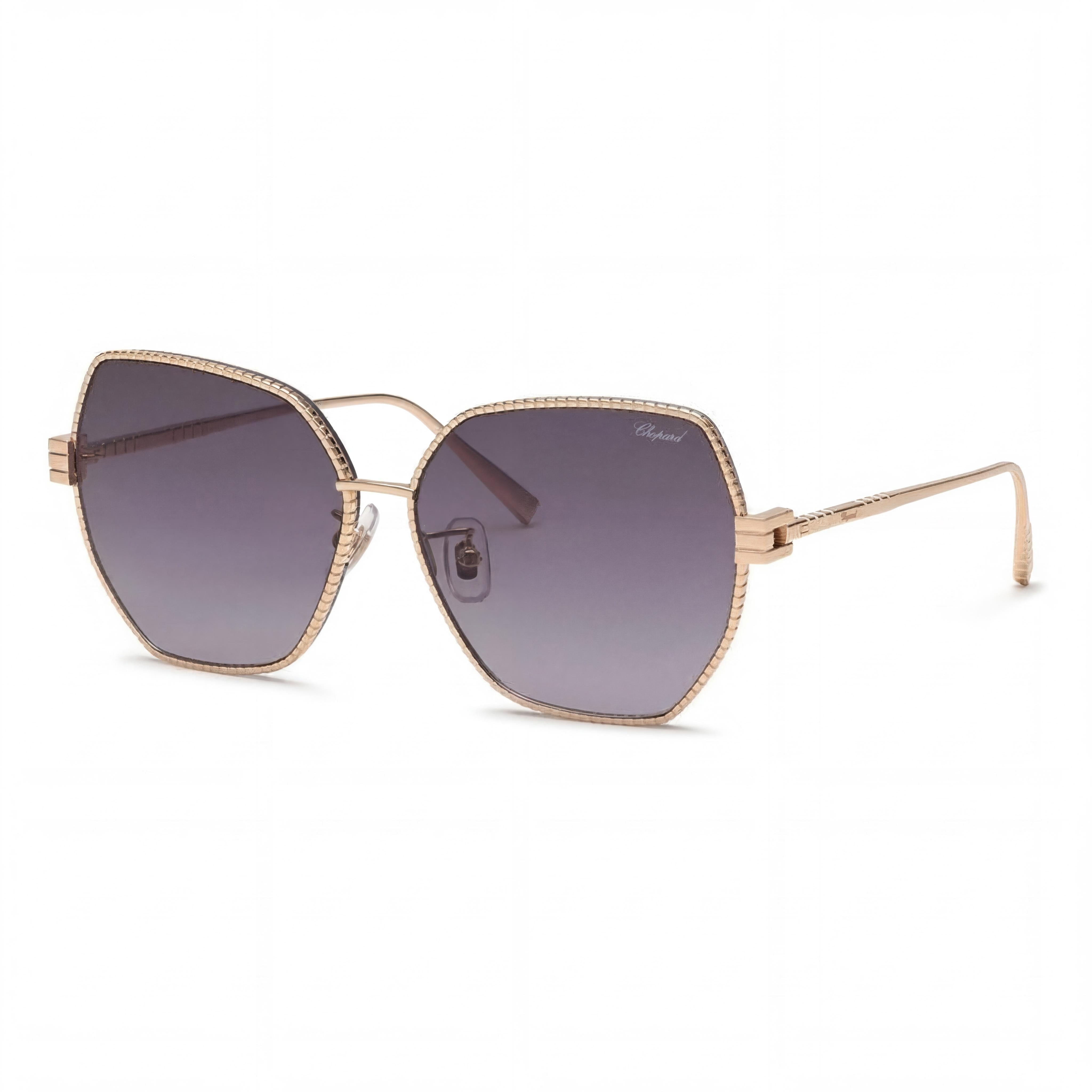 Gafas de sol Chopard casuales para mujer, marco de titanio y oro rosa, lentes no polarizadas con protección UV y degradado de humo de 59 mm, Photo 1