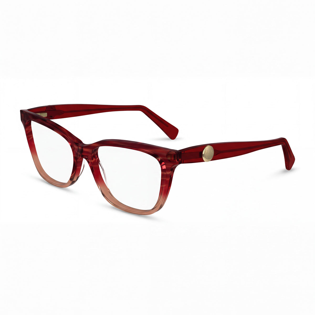 Montura de gafas graduadas Longchamp para mujer, estilo casual, en acetato, color rojo texturizado. Lente 55 mm, puente 16 mm, varilla 140 mm., Photo 1