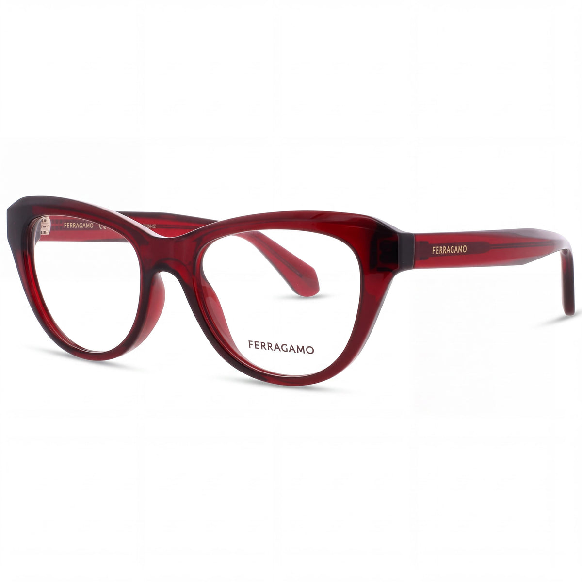 Salvatore Ferragamo SF2989 Women's Plastic Cat Eye Eyeglass Frames Transparent Red 51mm, Photo 1