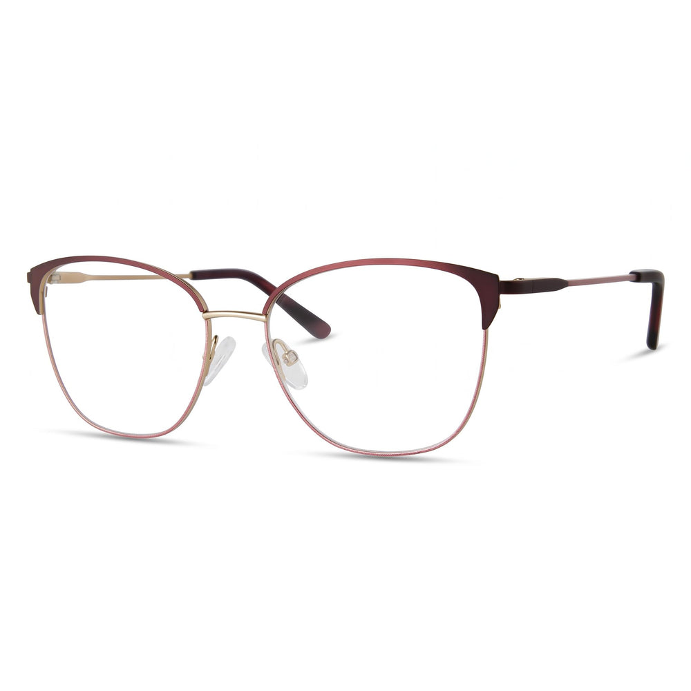 Adensco Classic Men's Burgundy Metal Frame Eyeglasses, Multicolor Polycarbonate Lenses, Size 53-16-135