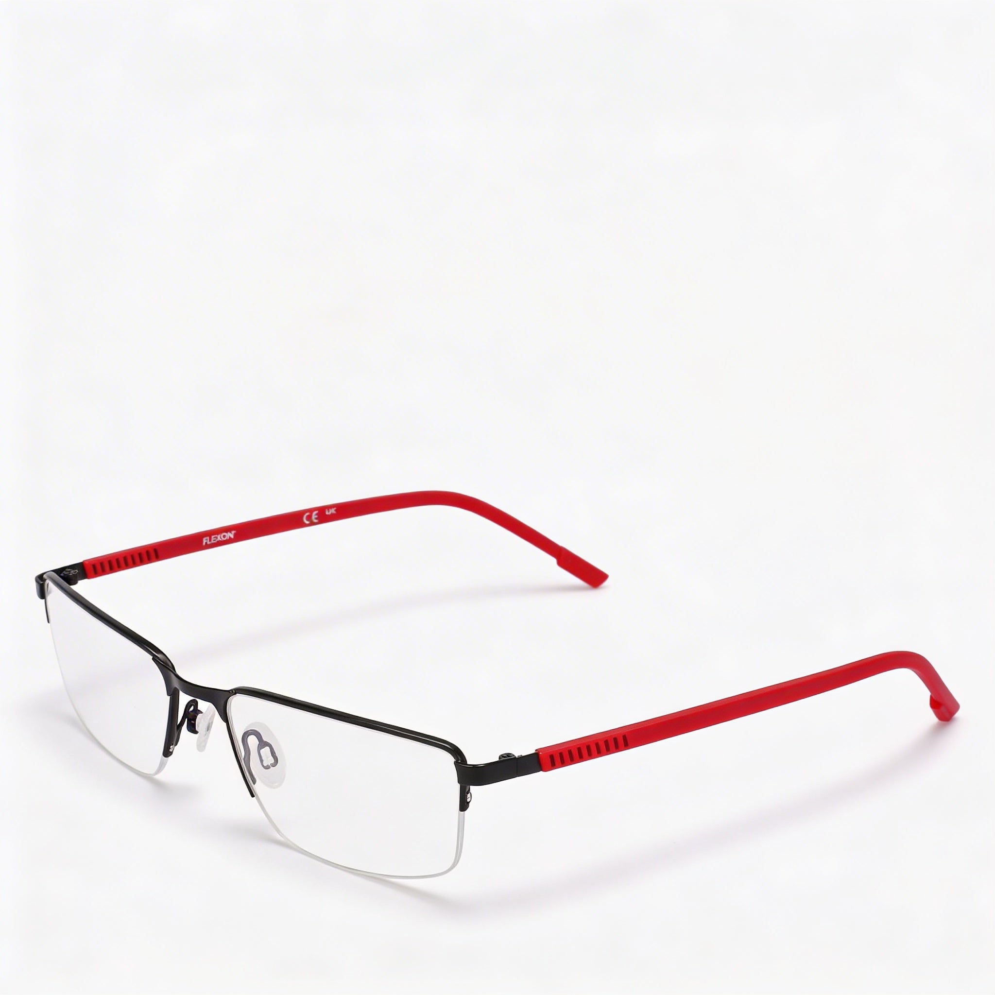 Flexon Modern Unisex Optical Frames in Satin Black Crimson, Flexon Material, with Polycarbonate Lenses, 54mm Lens Width, Photo 1
