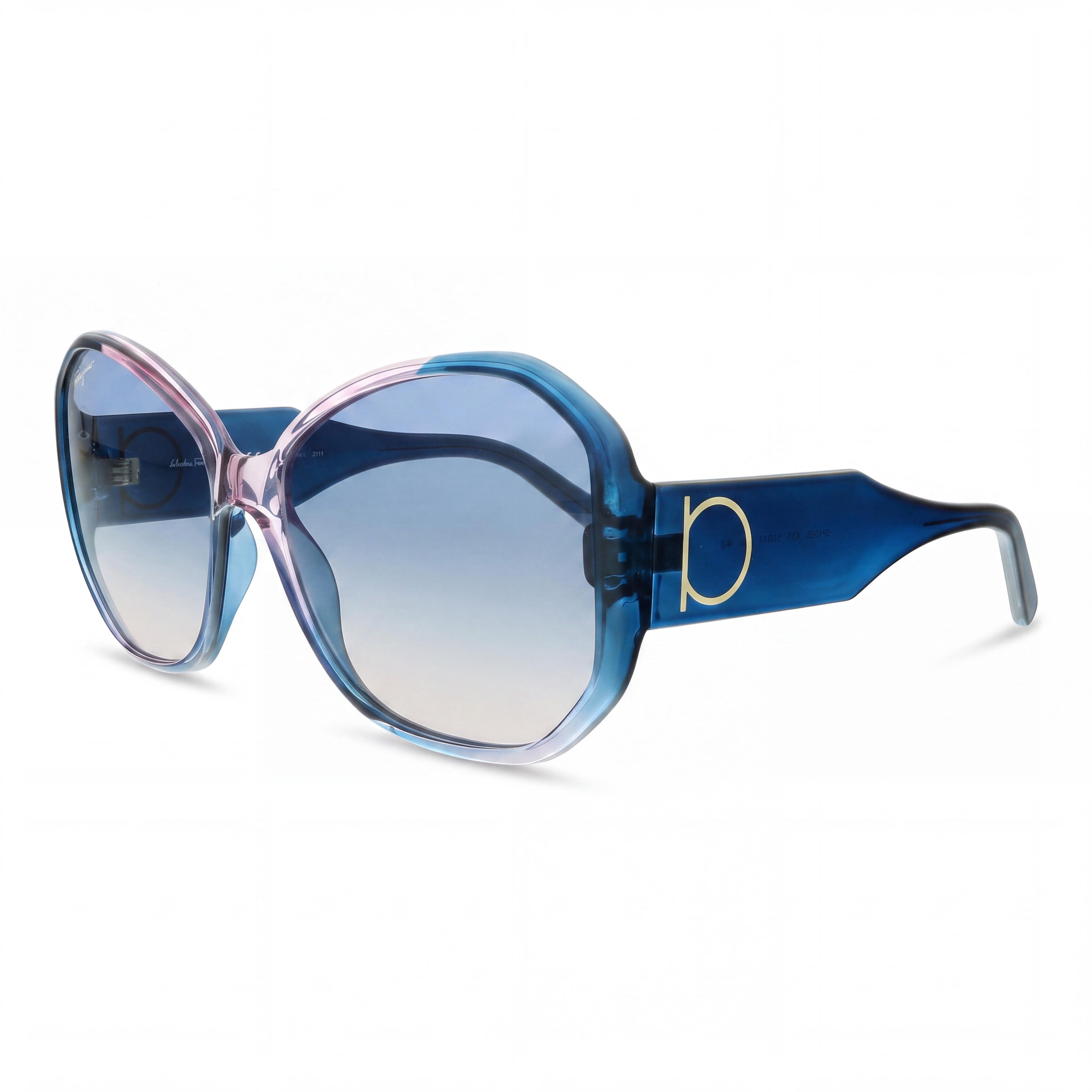 Salvatore Ferragamo Antique Classic Women's Acetate UV Protected Sunglasses Blue Antique Rose Gradient 61mm, Photo 1