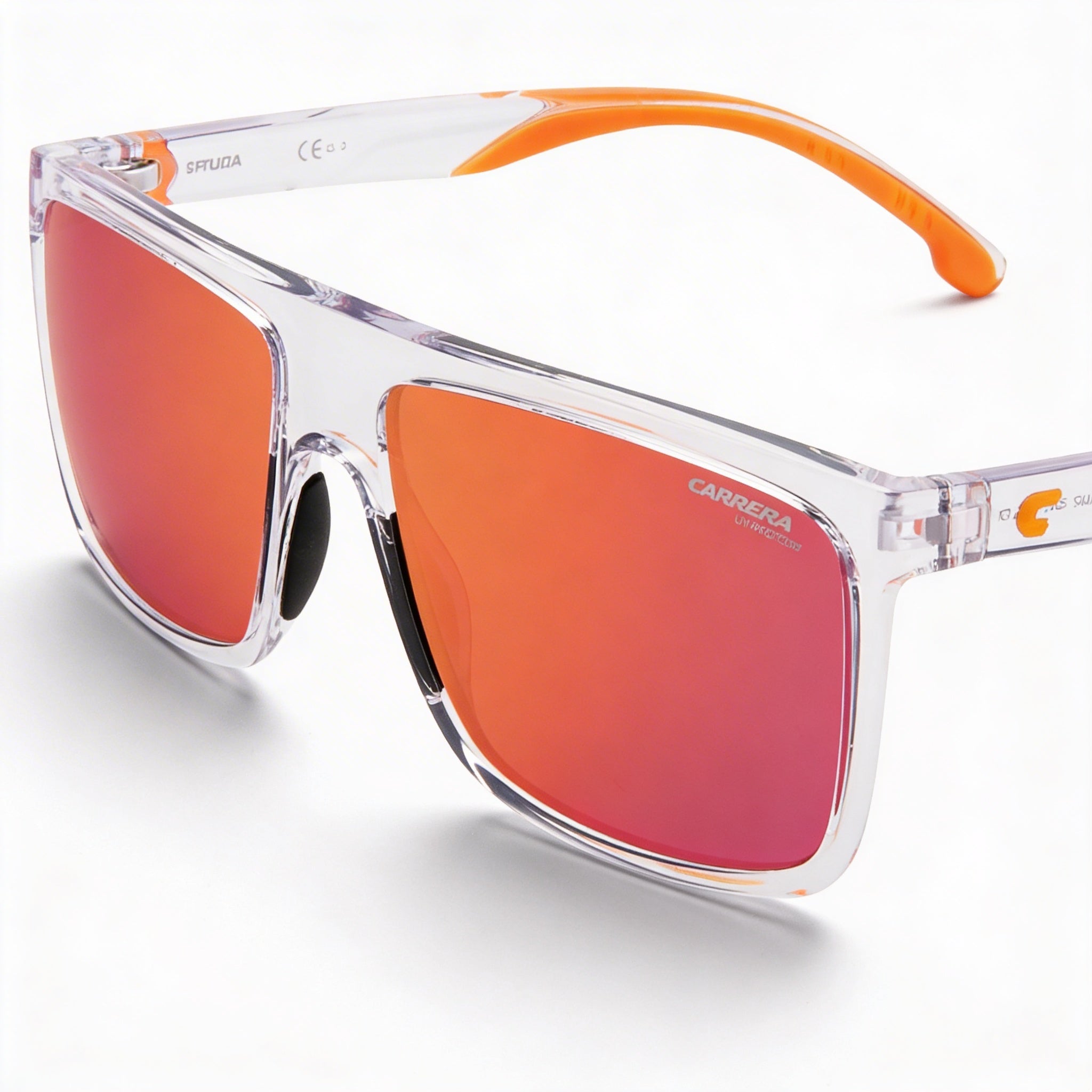 Carrera Modern Unisex Rectangle Transparent White Polyamide Frame Sunglasses with Crystal Lenses, UV Protection 58-16-145mm, Photo 1