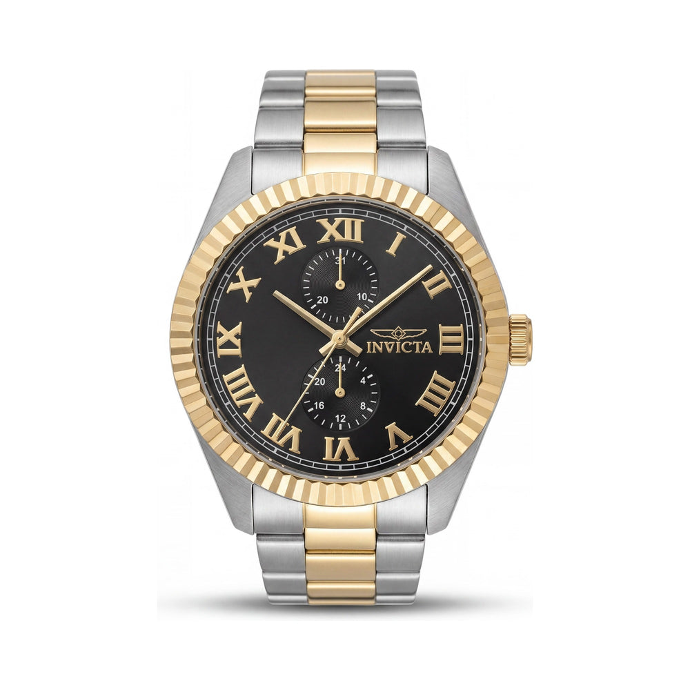 Reloj Invicta Specialty 47425 unisex con cronógrafo de acero inoxidable plateado y esfera negra de 43 mm