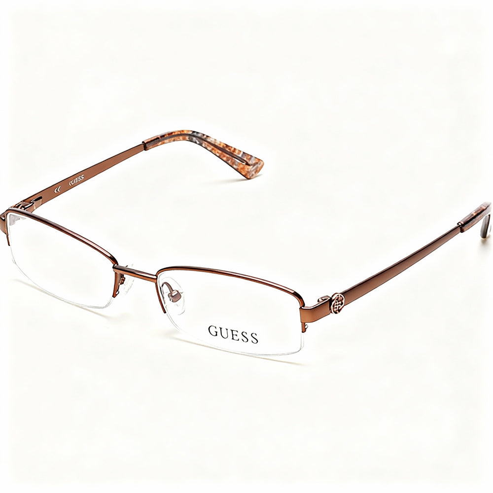 Monturas ópticas unisex GUESS GU2525 C50 de metal en marrón oscuro mate de 50 mm