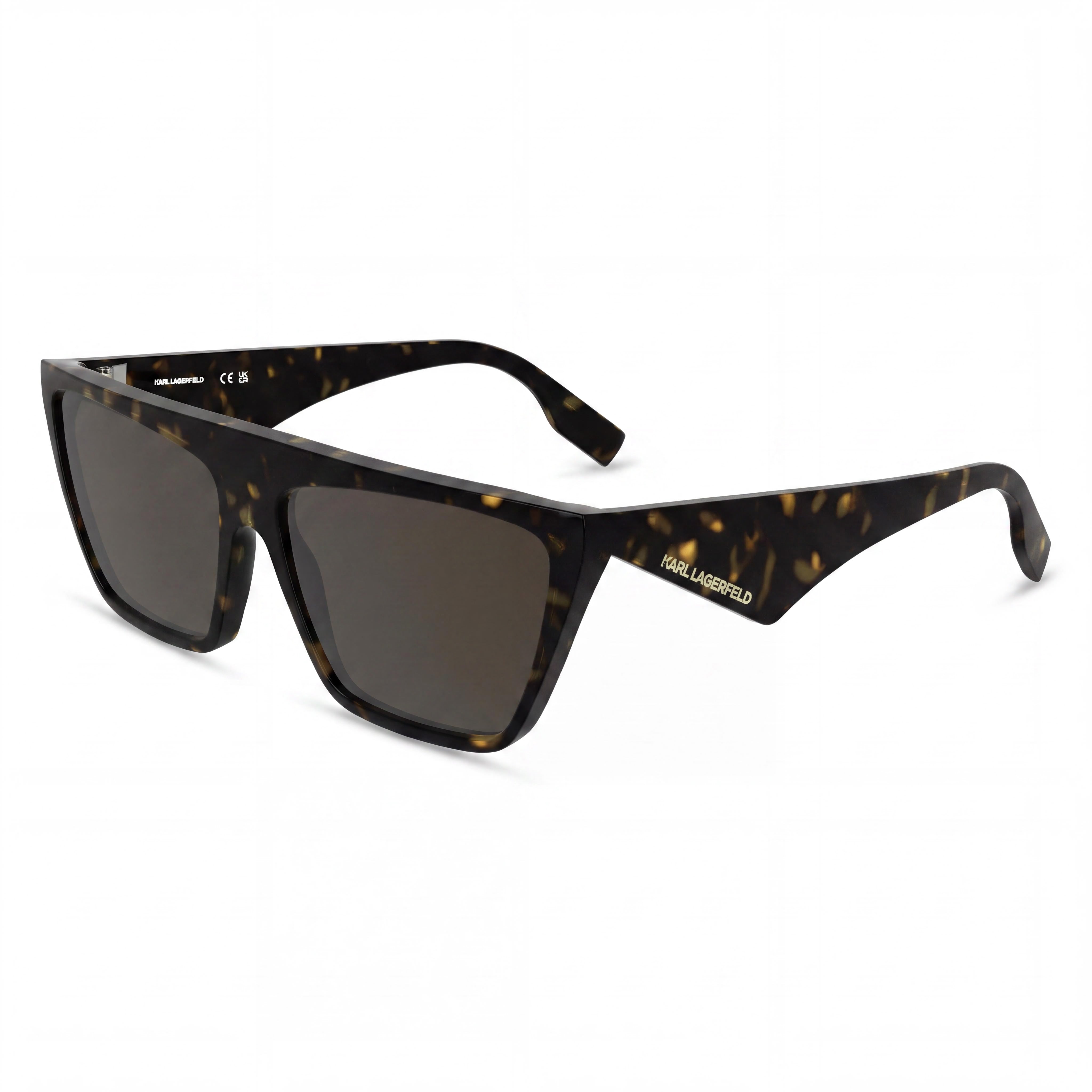 KARL LAGERFELD Kl6186s Women's XL Rectangular Dark Tortoise Plastic Sunglasses with Solid Brown UV Lenses, Photo 1