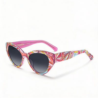 kate spade new york PAISLEIGH/S Gafas de sol de mujer de acetato con estampado rosa ojo de gato no polarizadas gris oscuro sombreadas de 55 mm