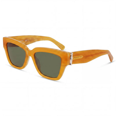 Gafas de sol casuales Longchamp LO745S de acetato para mujer con montura color miel y lentes de policarbonato UV 400 de 53mm