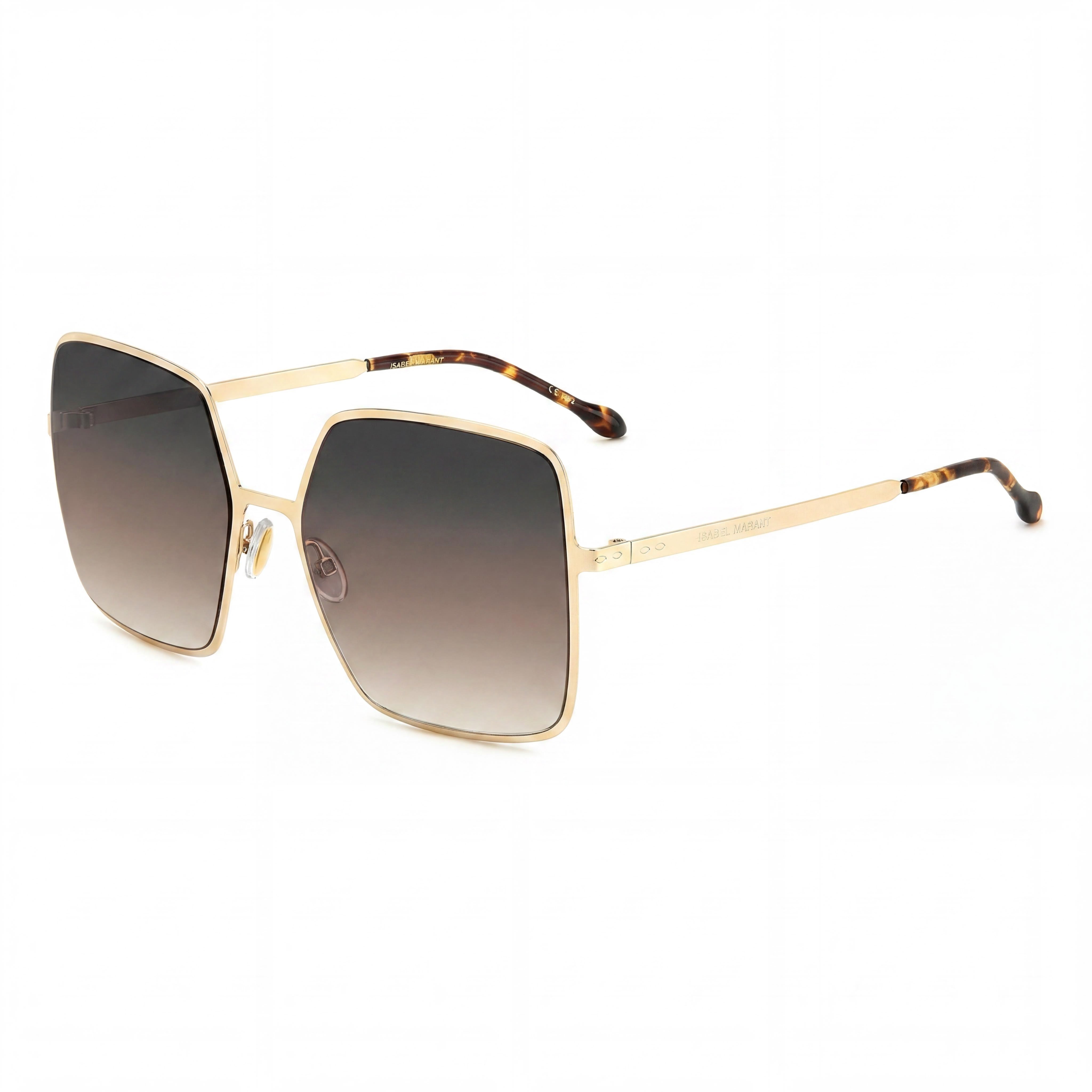 Isabel Marant Gafas de sol informales para mujer, marrones y doradas, de acero inoxidable, con montura completa cuadrada, gris y marrón, de 58 mm, Photo 1