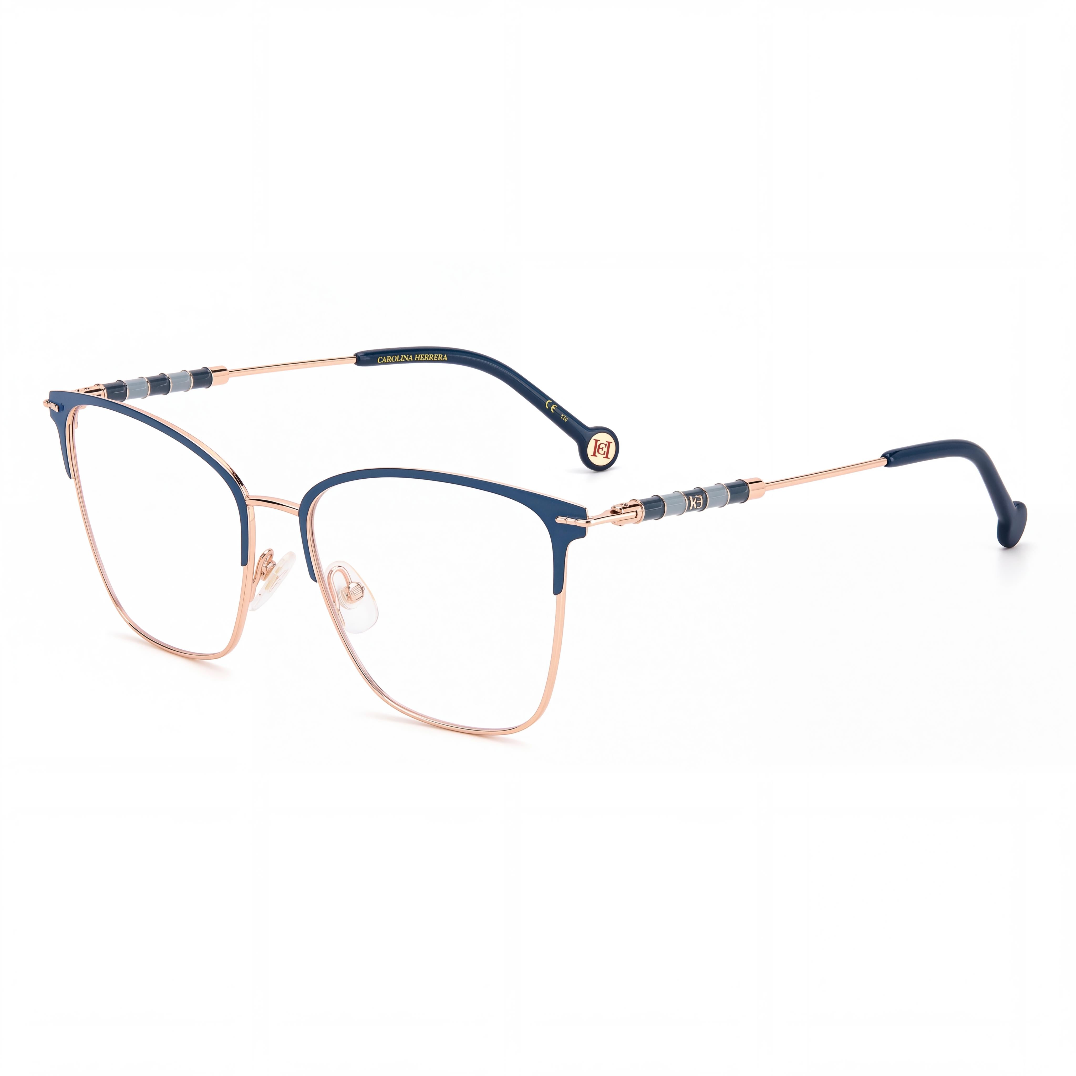 CAROLINA HERRERA CH 0040 Women's Rectangular Stainless Steel Gold Green Eyeglasses 54-16-140, Photo 1