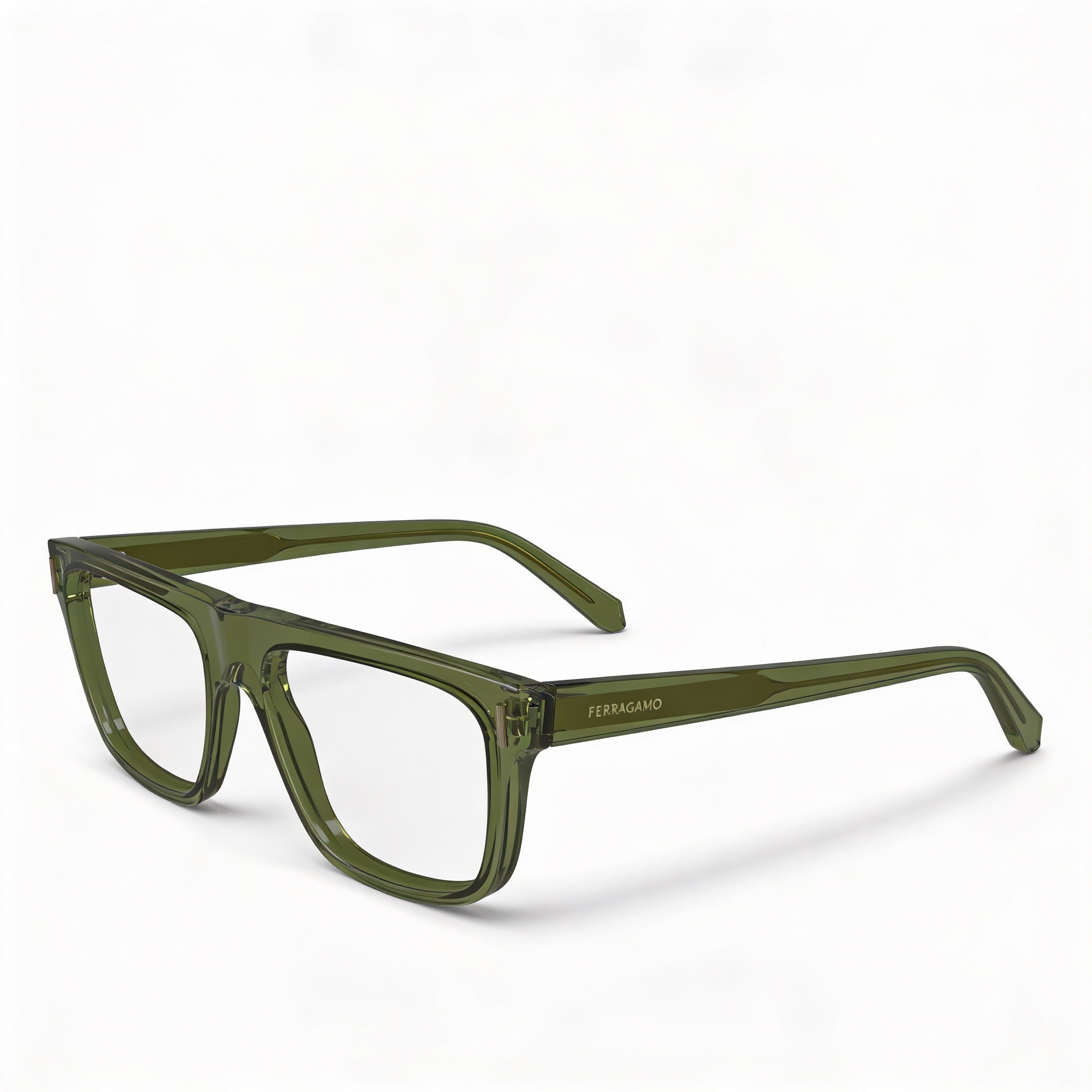 Salvatore Ferragamo Sf2997 Men's Transparent Khaki Metal Frame Polycarbonate Sunglasses 55mm, Photo 1