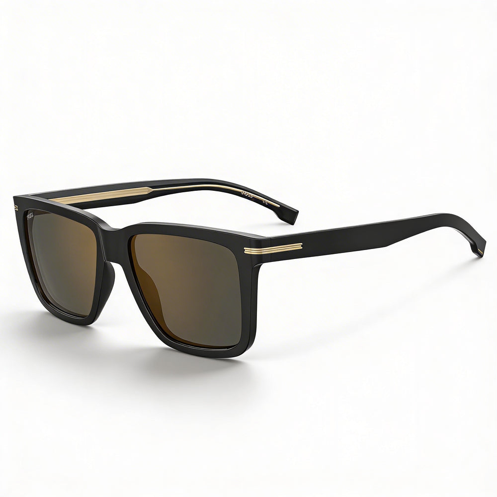Hugo Boss Style & Expression Men's Black Gold Grey Eco-Acetate Non-Polarized Optical Frame 55mm