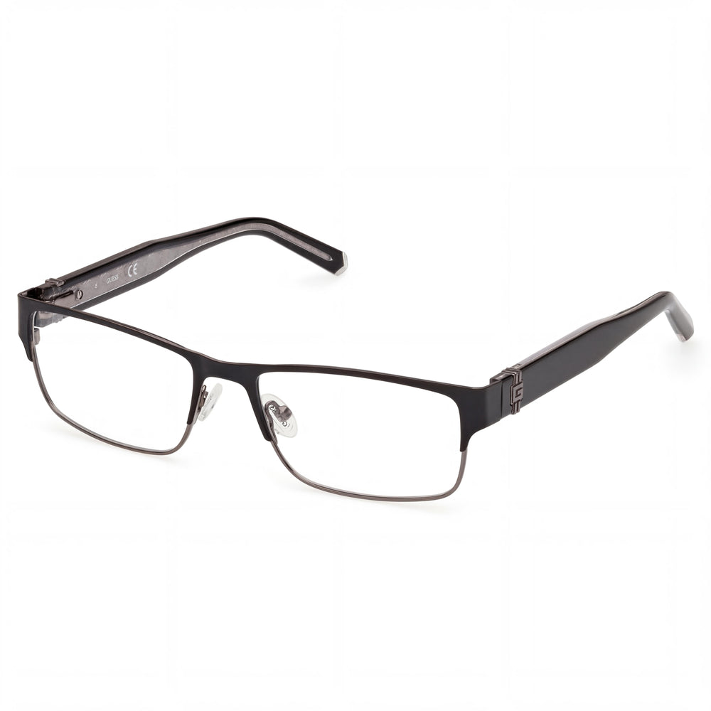 GUESS Modern Women's Matte Black Metal Eyeglasses with Clear Lenses - Frame Size 56-17-145mm