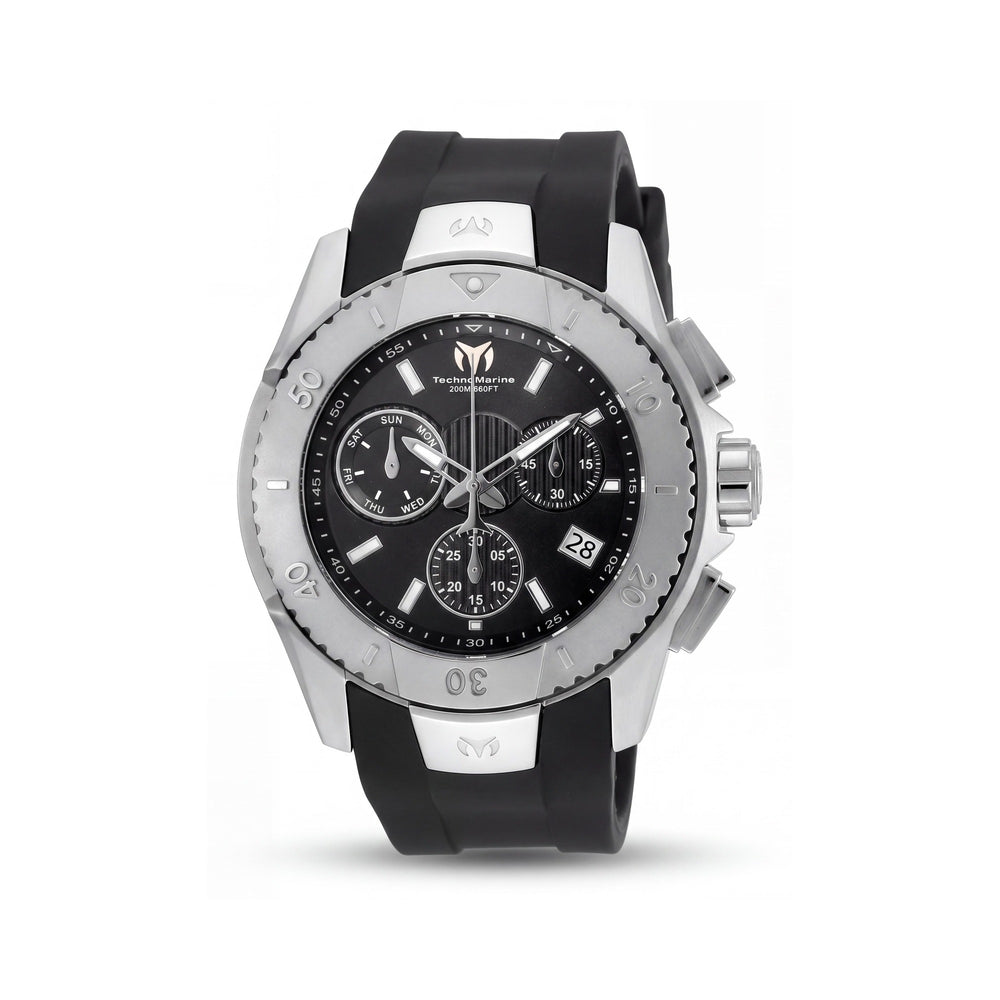 TechnoMarine TM-620001 Uf6 Men's Luxury Watch, Featuring a Black Silicone Strap and Glow In The Dark Functionality