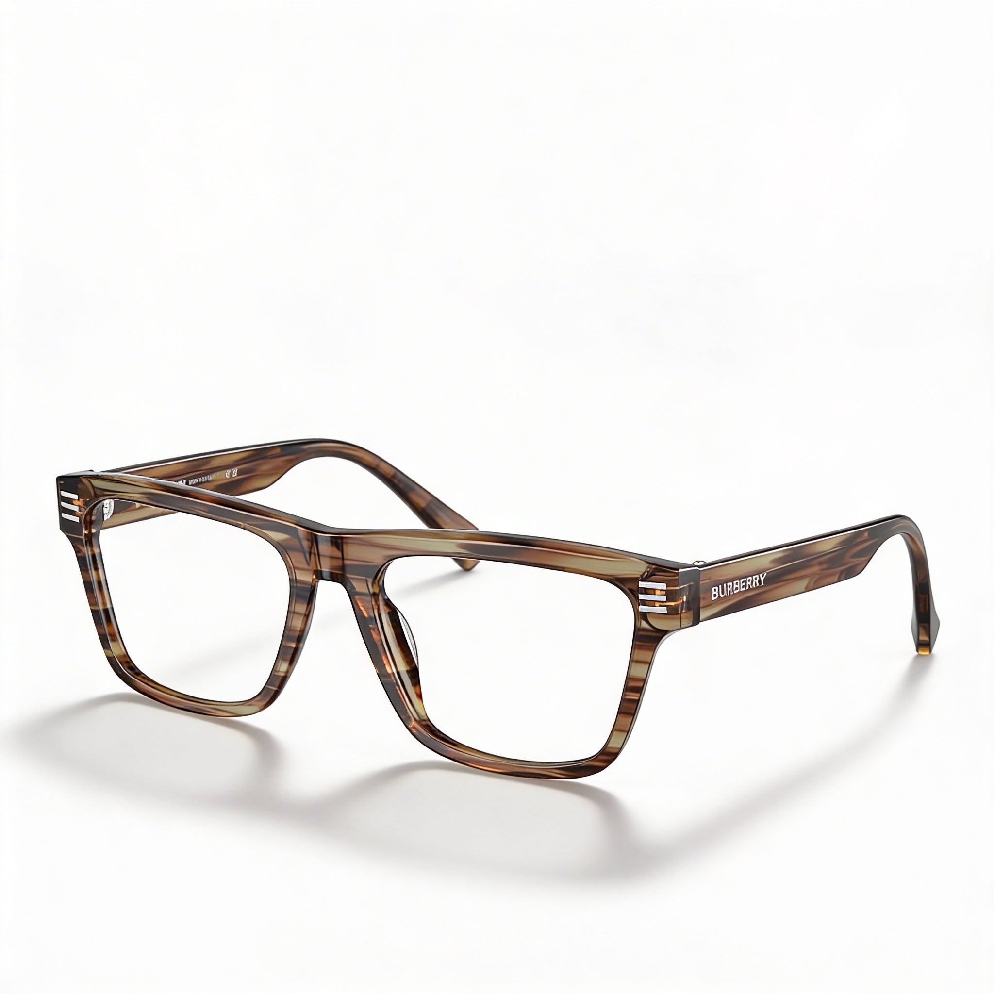 Montura de gafas Burberry para mujer en color marrón, aptas para prescripción médica, con lentes transparentes de demostración y puente de 18 mm., Photo 1