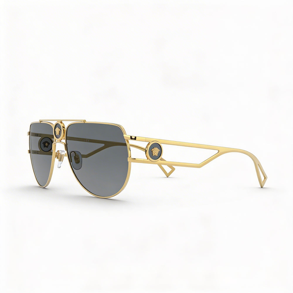 Versace Ve 2225 Unisex Montura de metal dorado gris oscuro Lente multicolor Protección UV 60mm