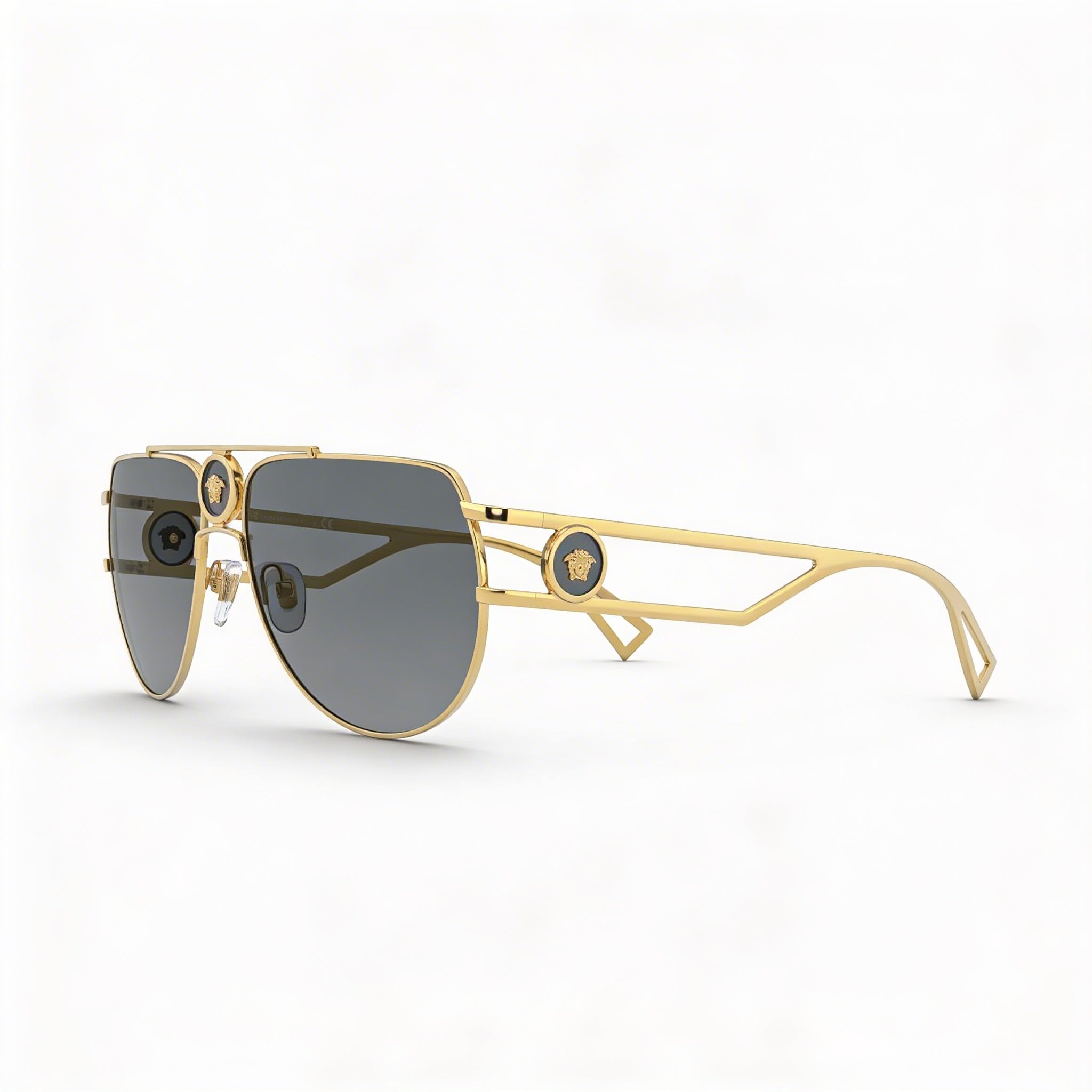 Versace Ve 2225 Unisex Gold Dark Grey Metal Frame Multicoloured Lens UV Protected 60mm, Photo 1