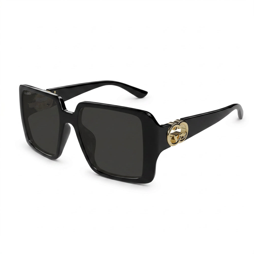 Gucci Women's Classic Black Grey Plastic Frame Sunglasses with Non-Polarized Composite Lenses 54-18-135mm