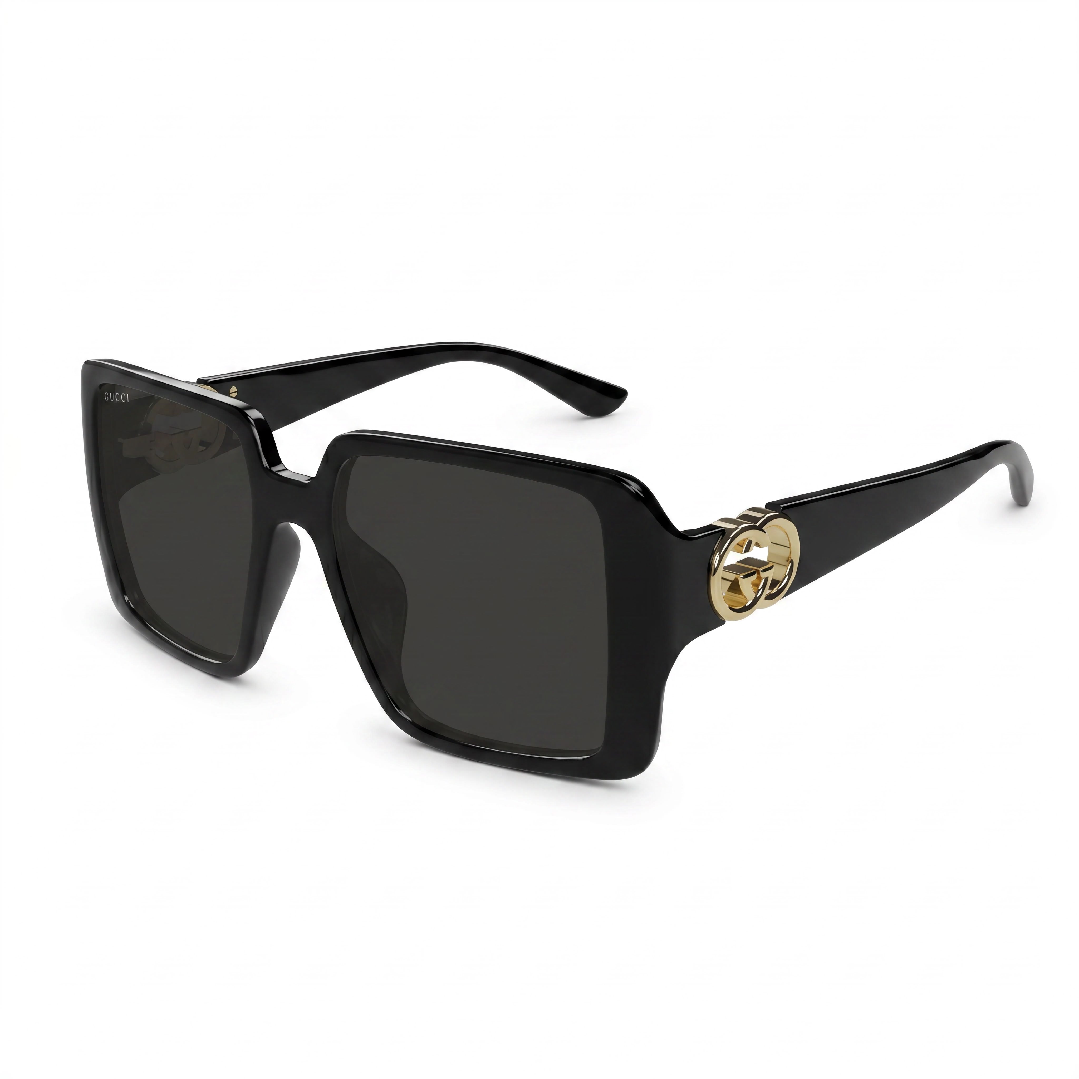 Gucci Women's Classic Black Grey Plastic Frame Sunglasses with Non-Polarized Composite Lenses 54-18-135mm, Photo 1