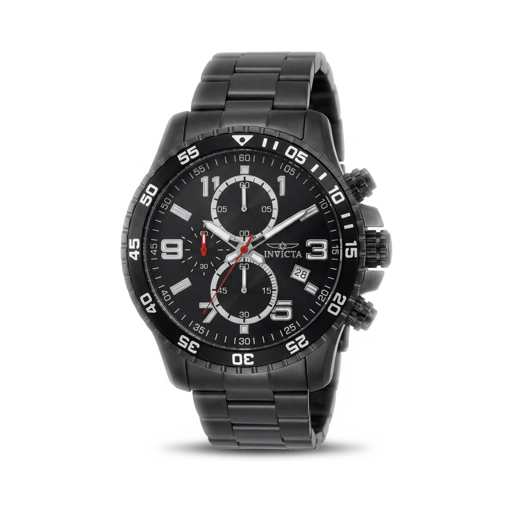 Reloj Invicta Specialty 36985 unisex de cuarzo y acero inoxidable con cronógrafo, esfera negra, 45 mm