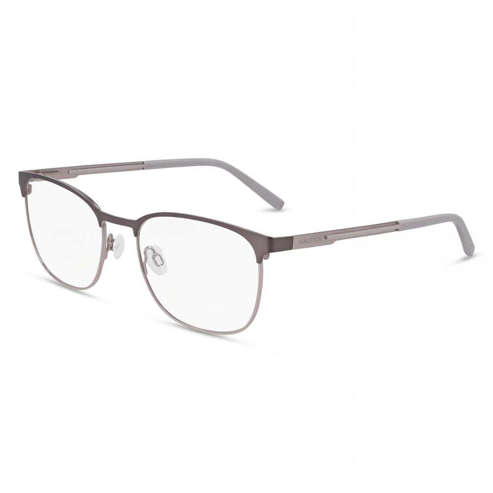Gafas ópticas Nautica Modern para hombre, montura metálica mate, lentes de plástico transparente de 53 mm.
