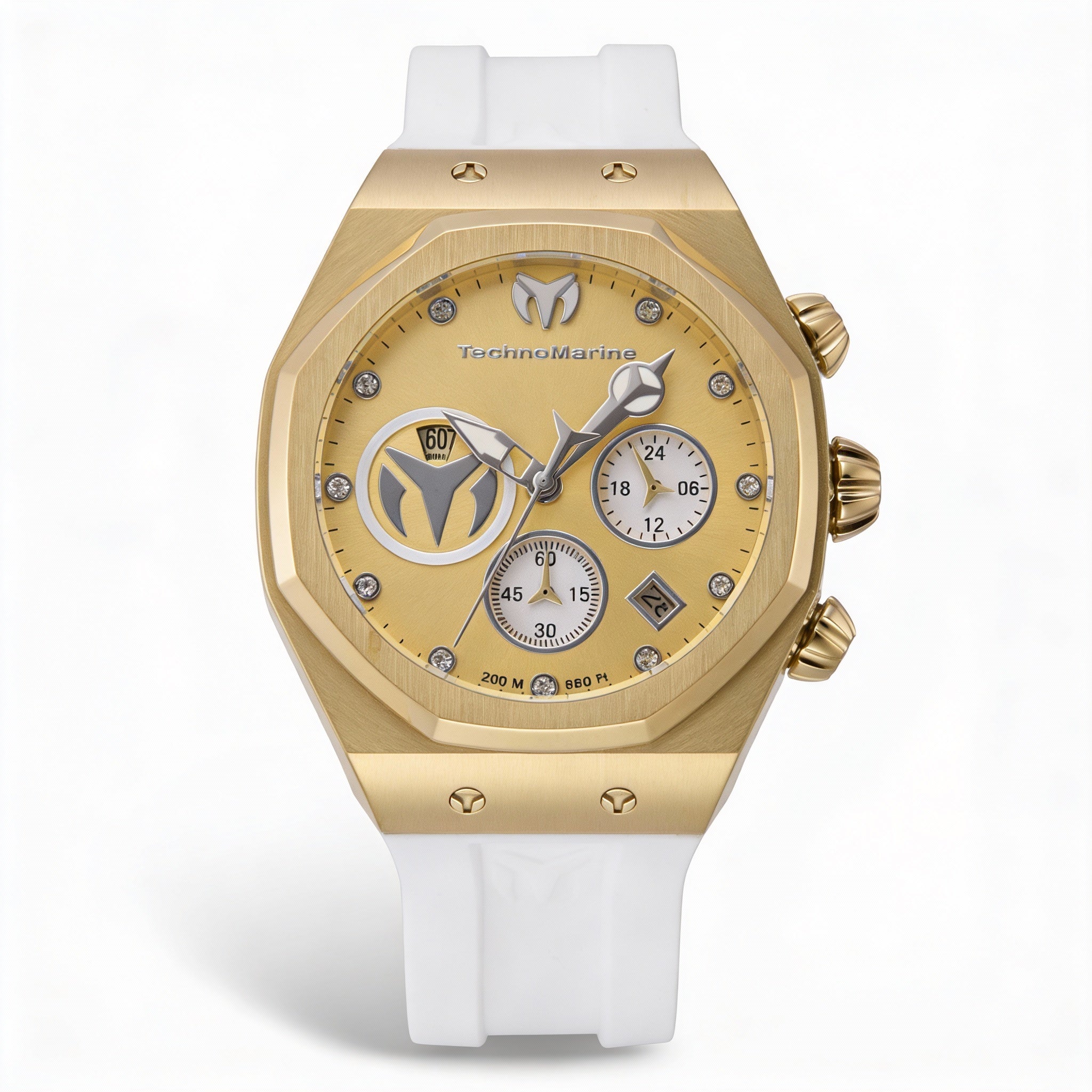 TechnoMarine Modern Unisex Quartz Water Resistant Watch, Gold-tone Case, White Band, 40mm, Photo 1