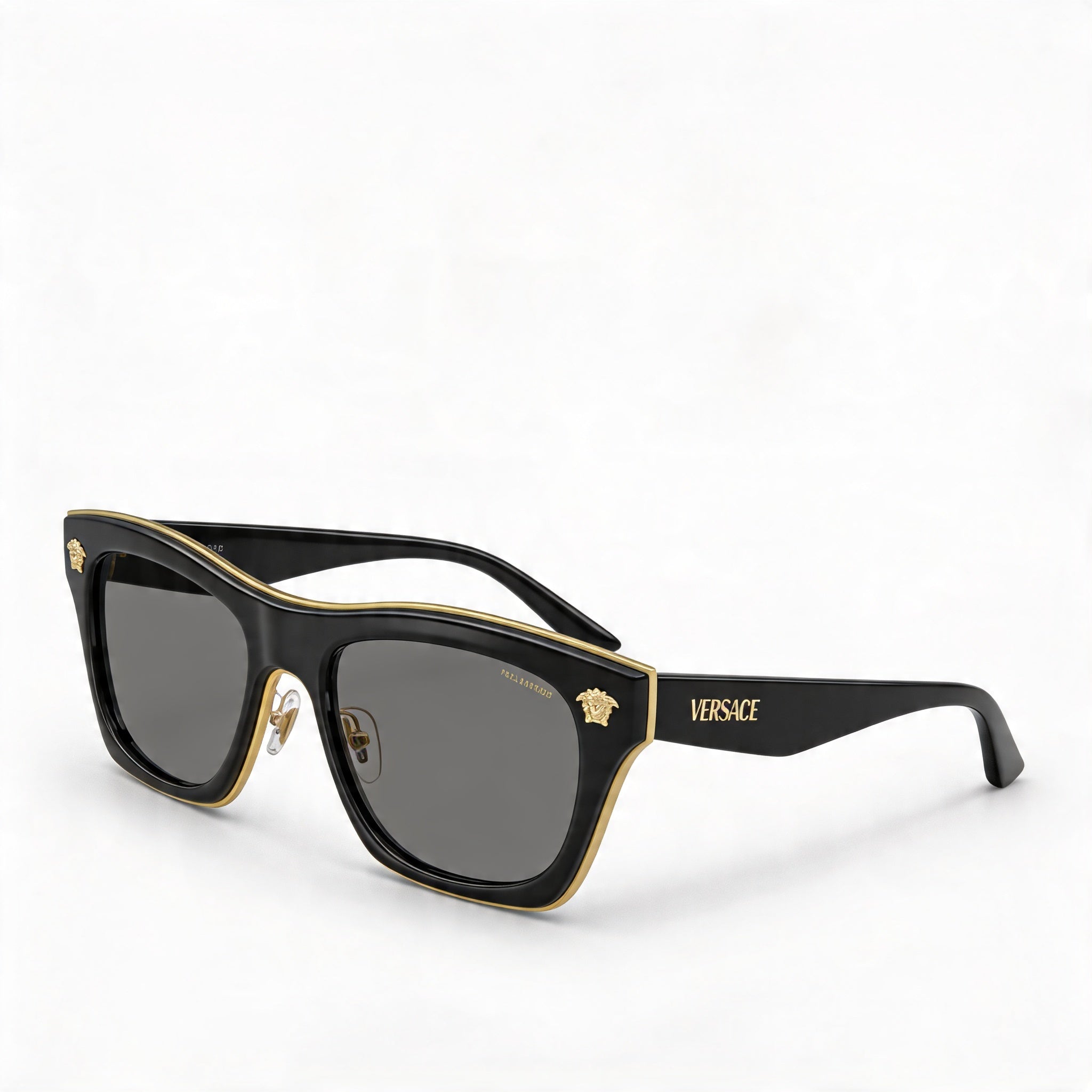 Gafas unisex Versace Classic con montura de plástico en negro gris oscuro con lentes gris oscuro de 53 mm, Photo 1