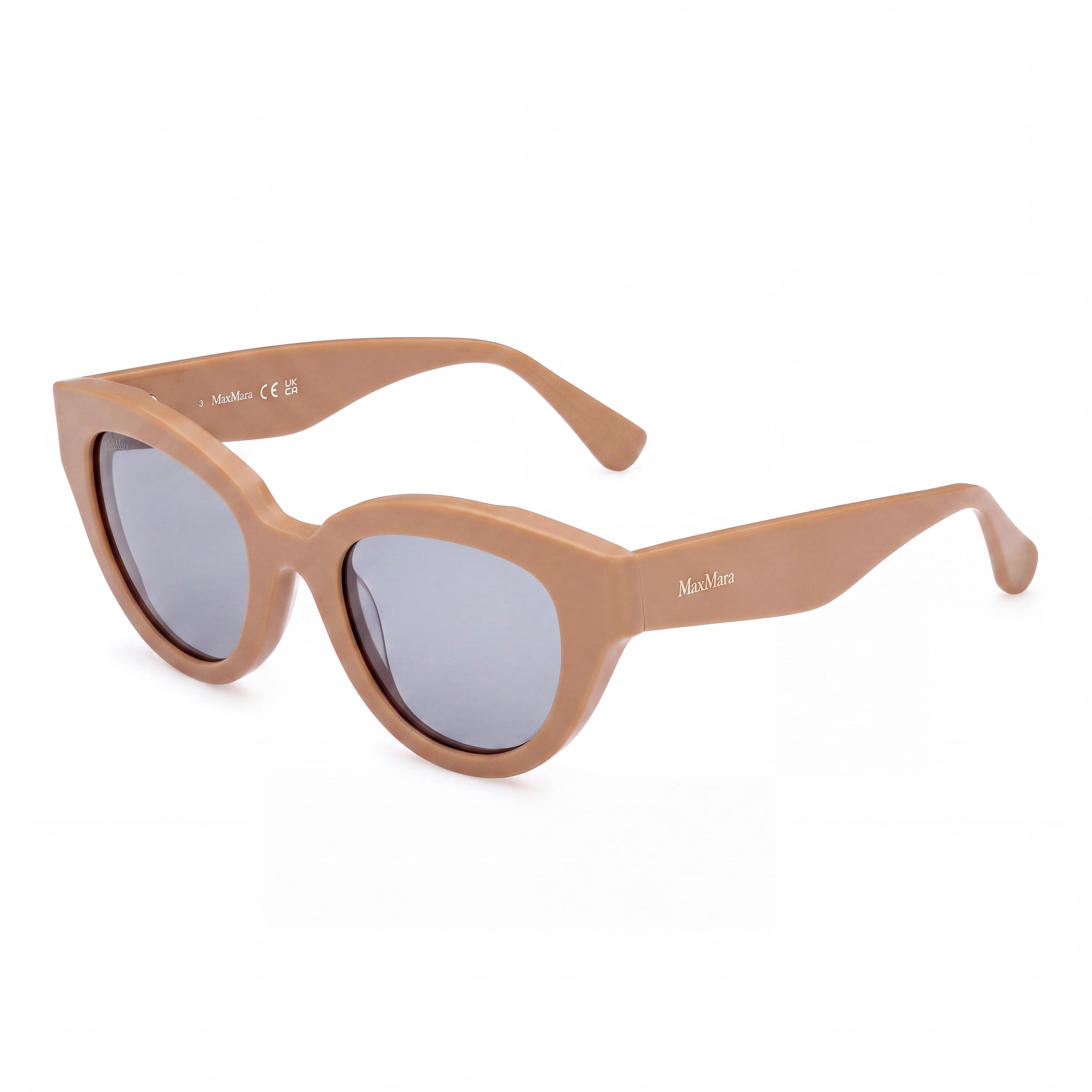 MaxMara Mm0077 Women's Stainless Steel Frame, Acetate Lens Sunglasses, Matte Light Brown, Photo 1