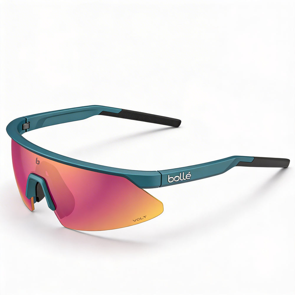 bollé MICRO EDGE Creator Unisex Teal Metallic-Volt Ruby Acrylic Frame Glass Lens Non-Polarized Sunglasses