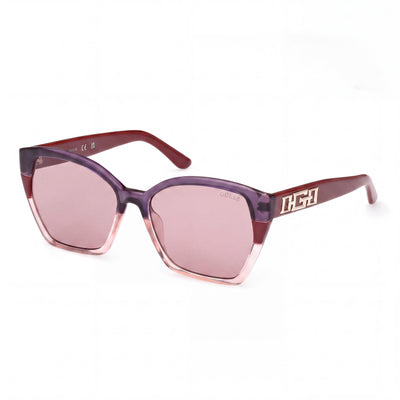 GUESS GU 7912 Women's 100% UV Protective Sunglasses, Composite Frame, Burgundy Multicoloured, Violet, 55-16-140mm