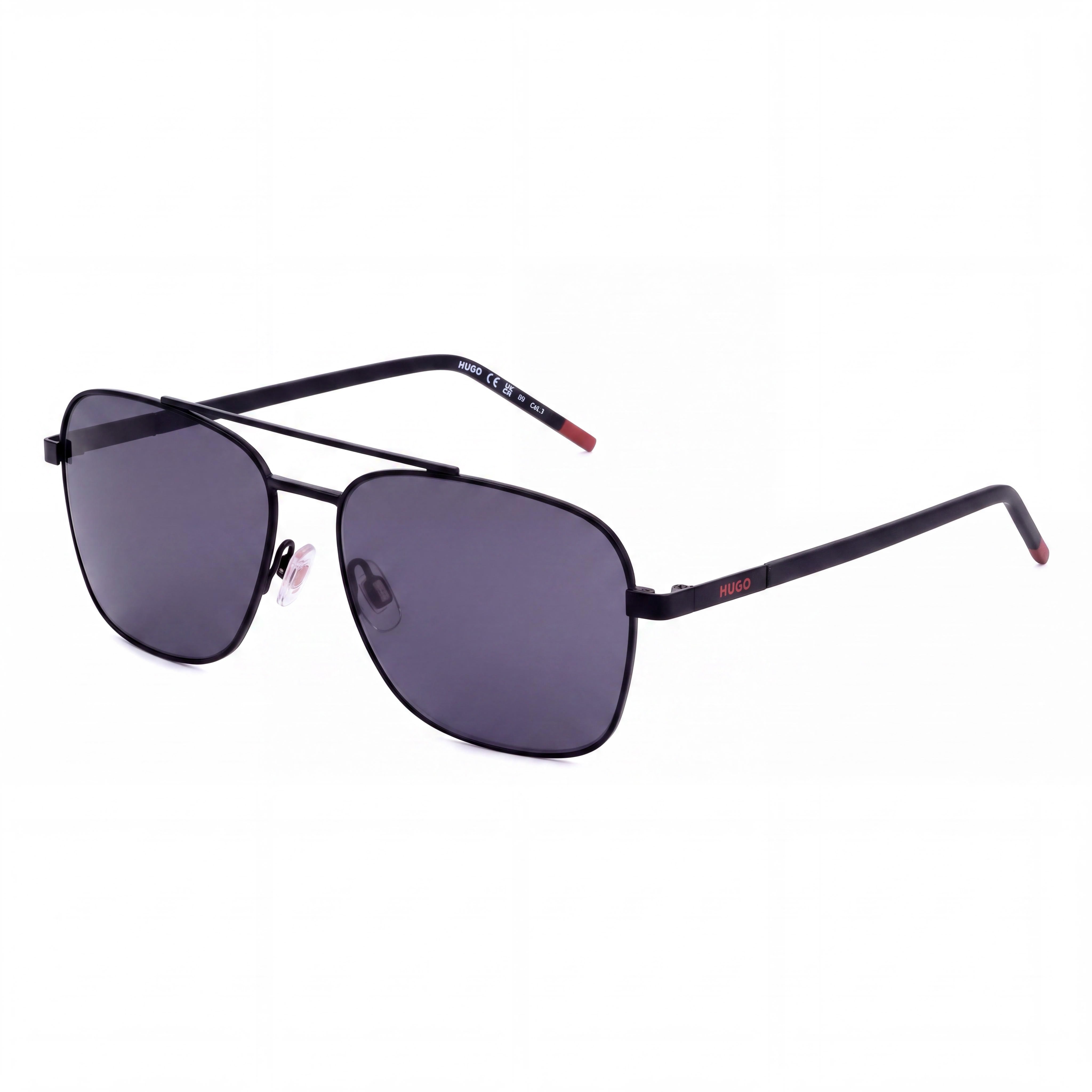 HUGO HG 1269/S Contemporary Men's Metal Matte Black Grey Frame Grey Polycarbonate UV Protection Sunglasses 57mm, Photo 1
